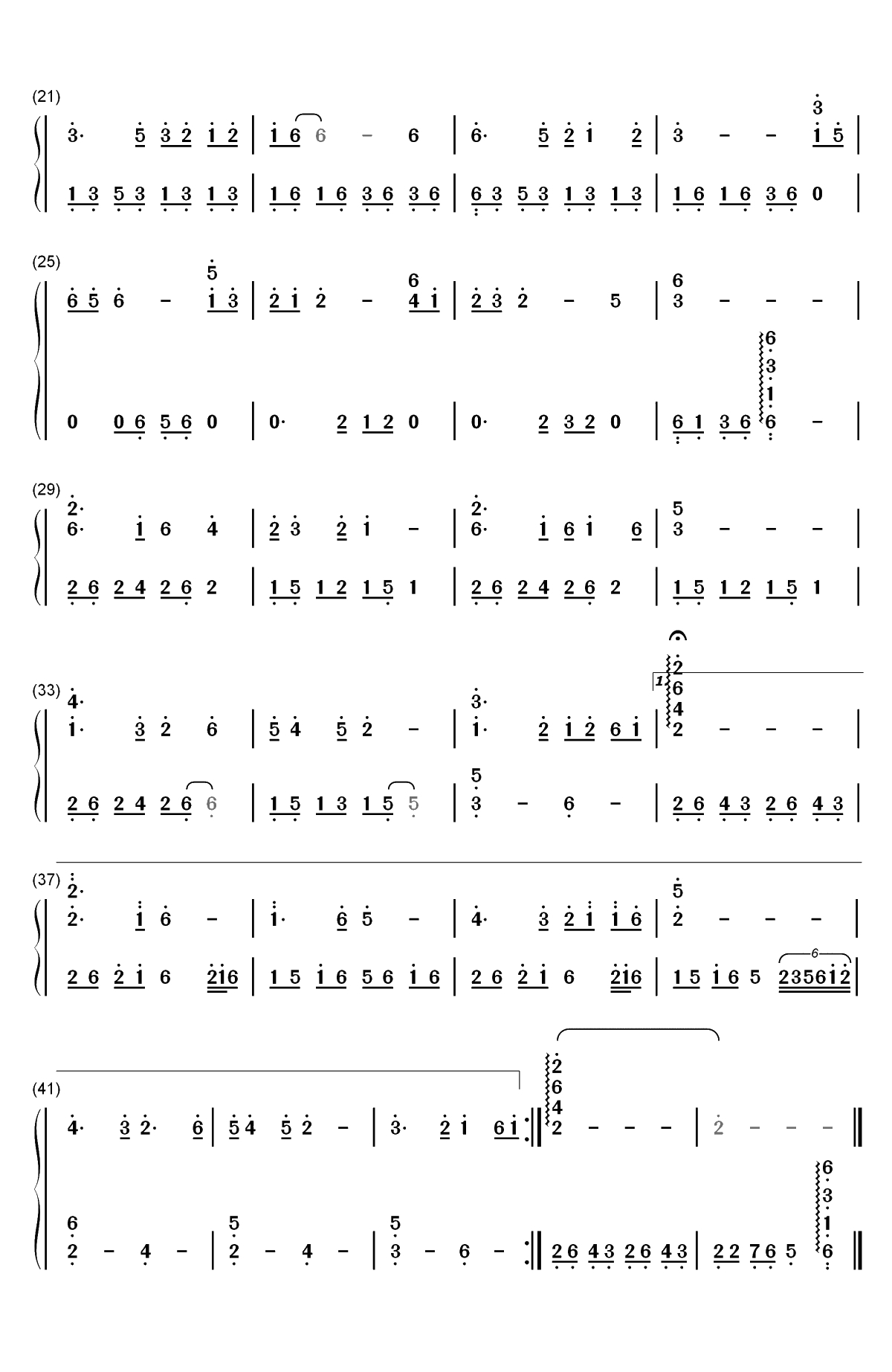 肯去承担爱-射雕英雄传之东邪西毒插曲双手简谱预览2