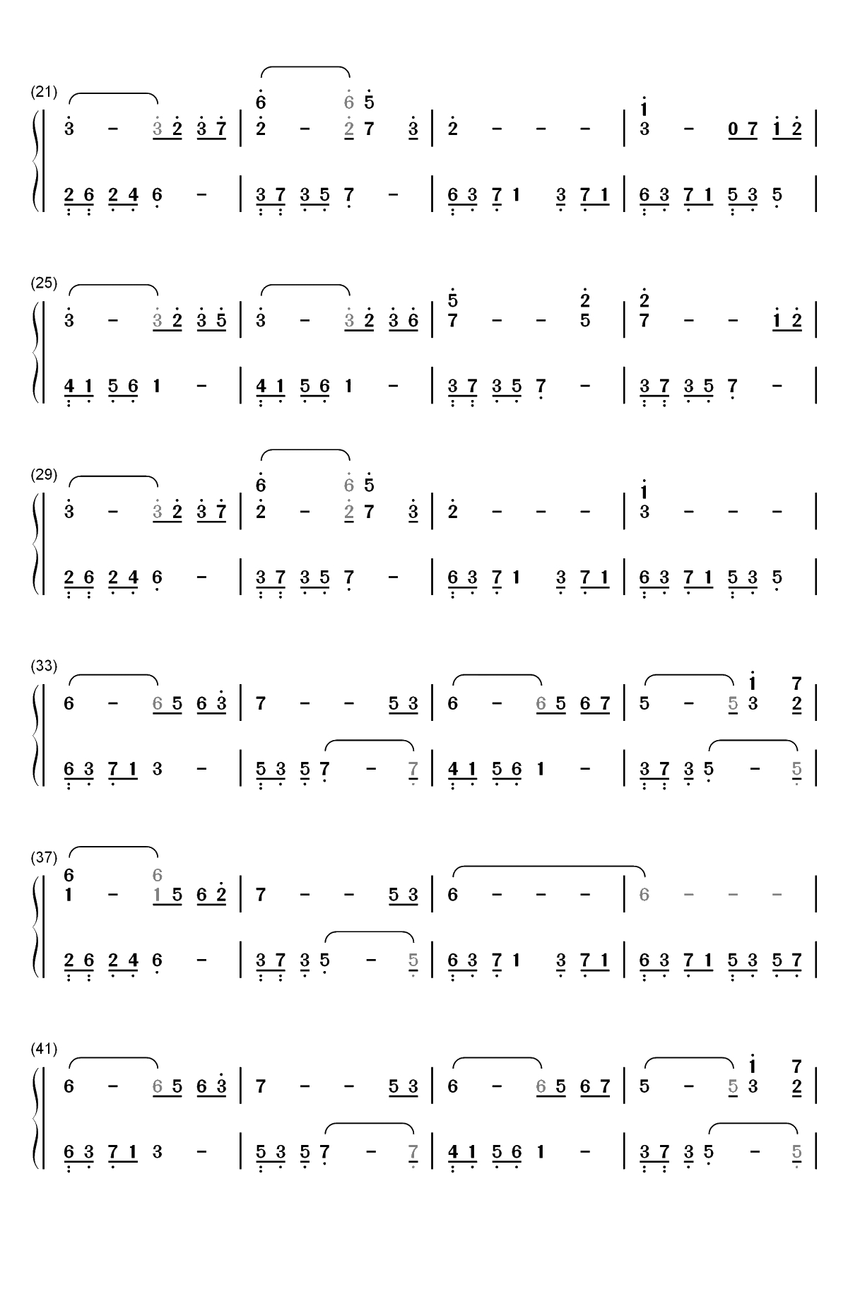 Yours-July双手简谱预览2