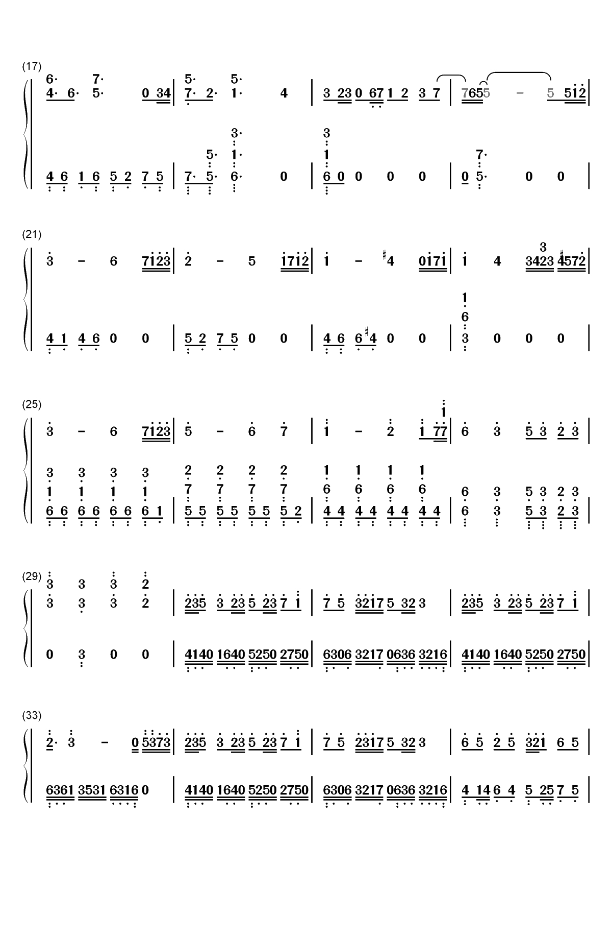 告白之夜-改编版双手简谱预览2