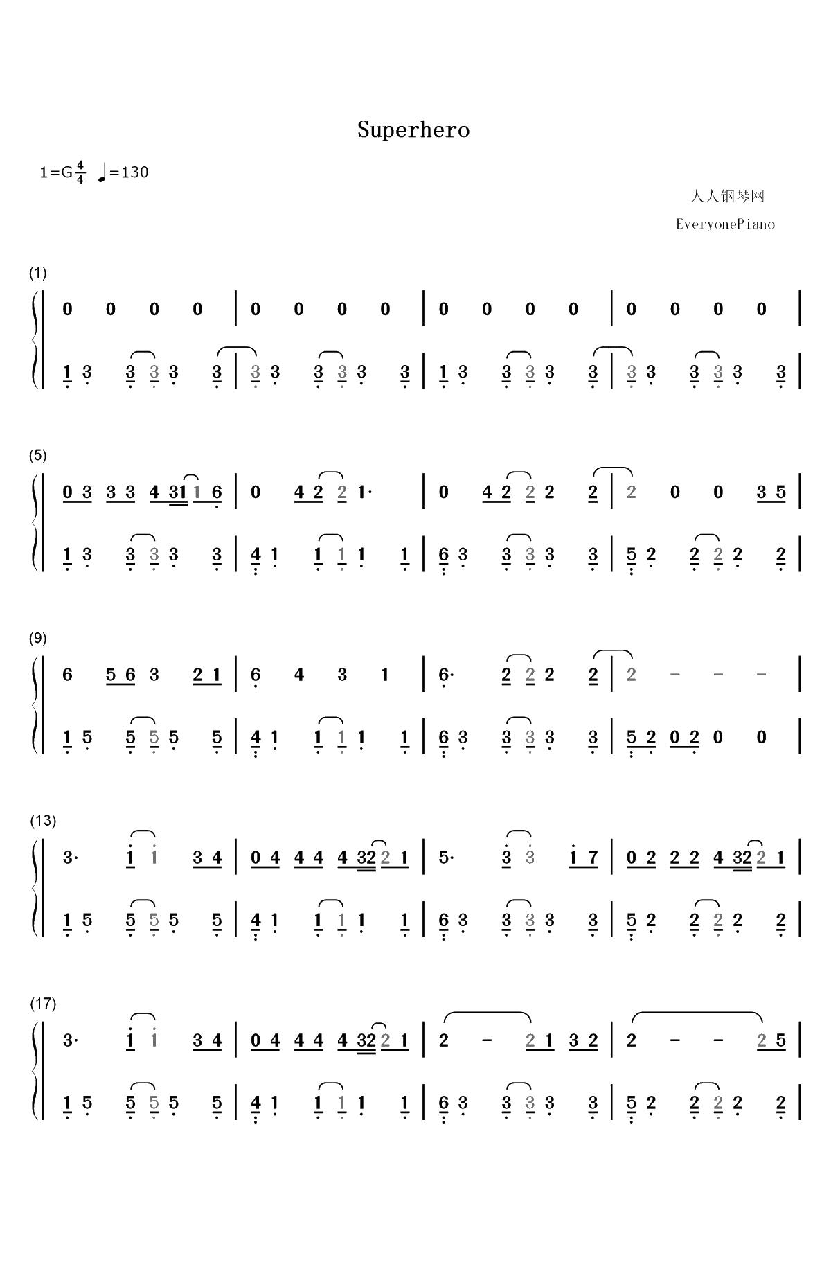 Superhero-Lauv双手简谱预览1