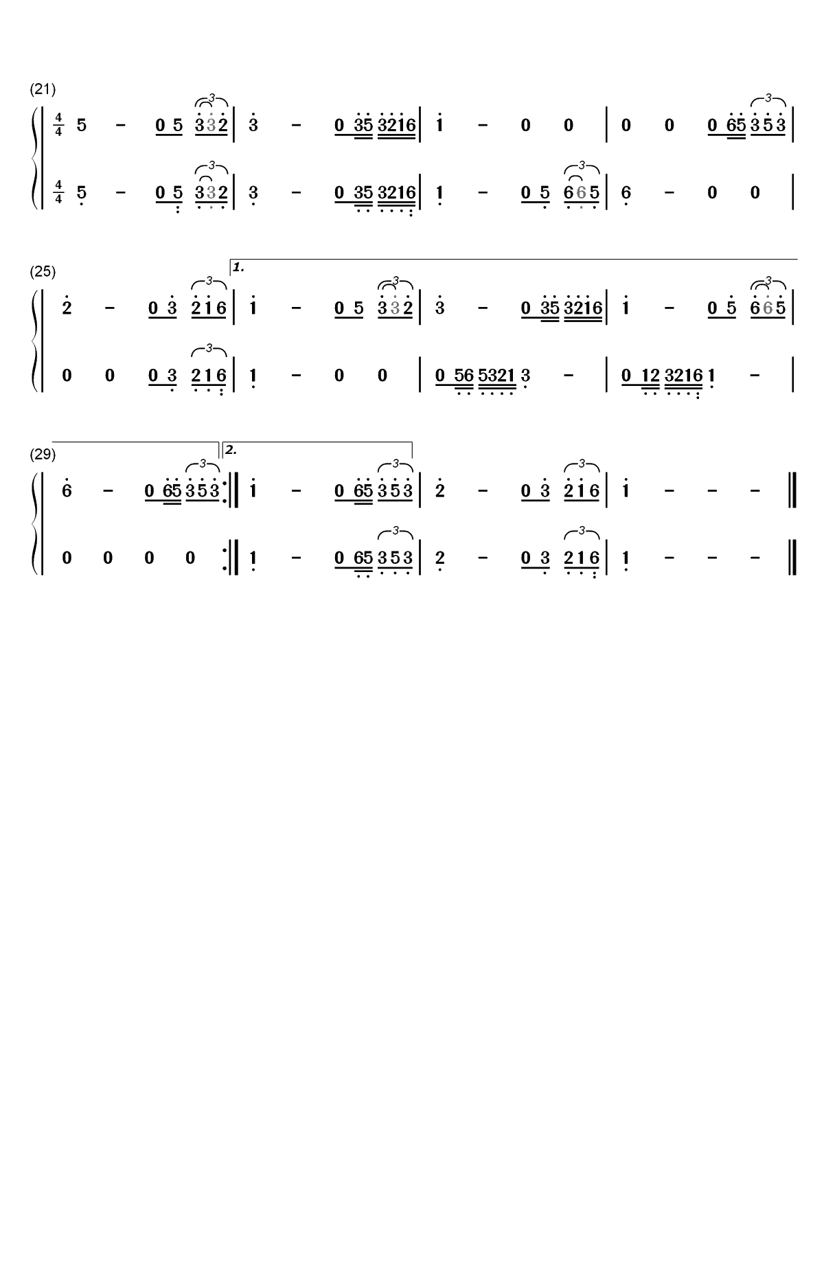 桃花开-射雕英雄传之东邪西毒插曲双手简谱预览2