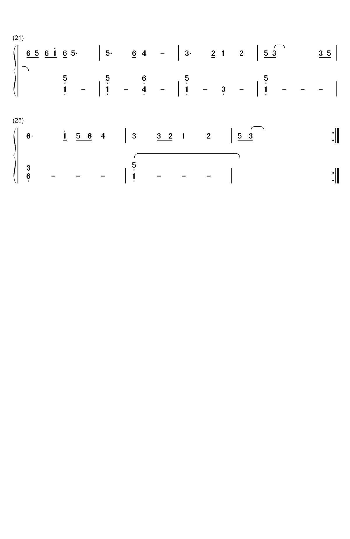 四张机-射雕英雄传之华山论剑插曲双手简谱预览2