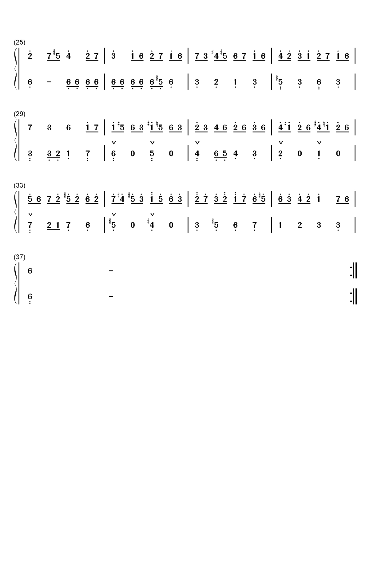 加伏特舞曲 20-巴赫初级钢琴曲集双手简谱预览2