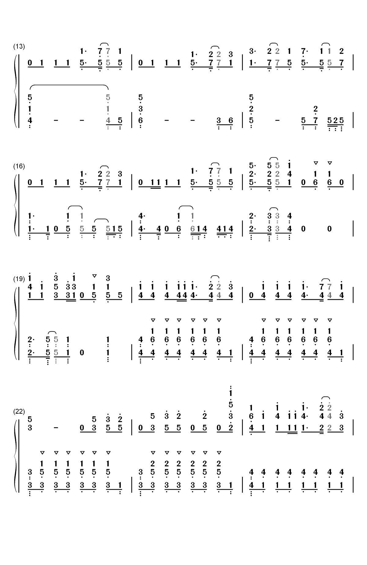 気ままな天使たち-天使降临到了我的身边OP双手简谱预览2