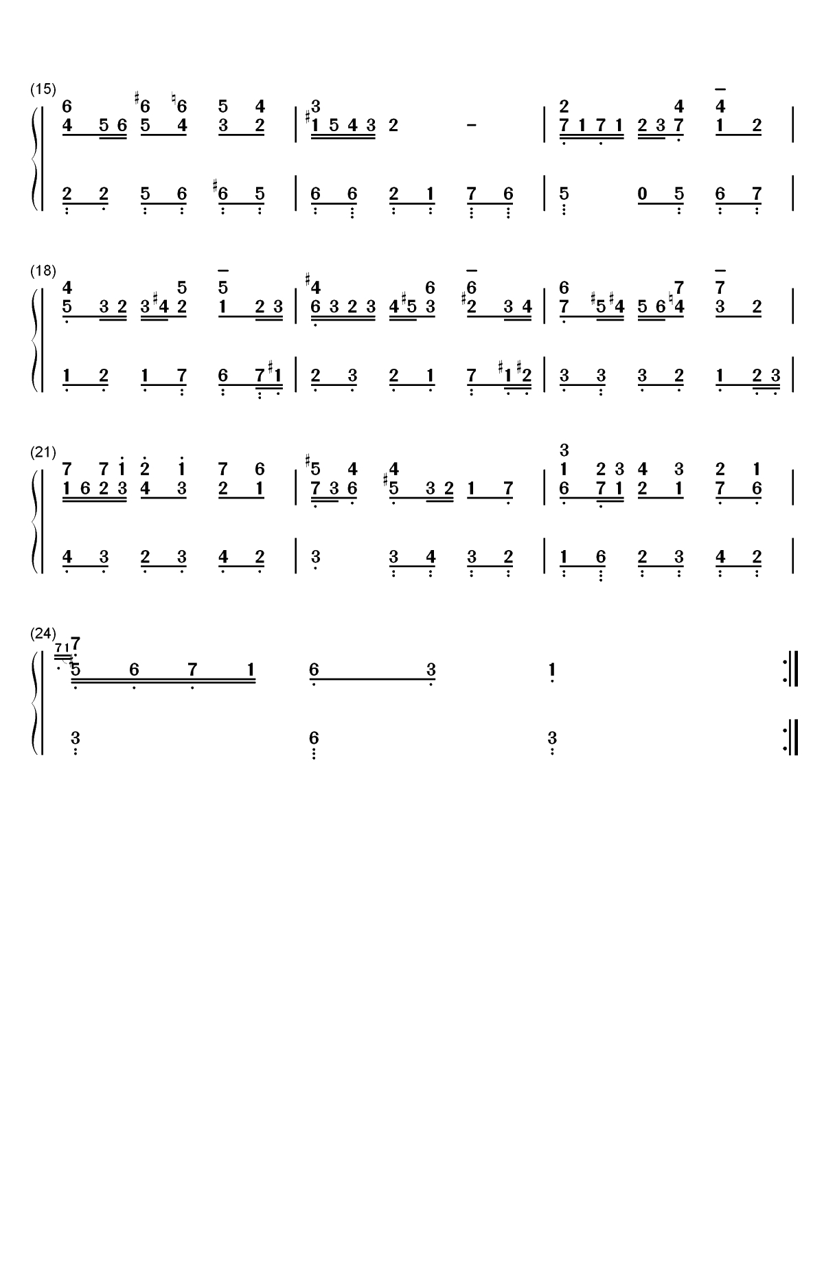 萨拉班德舞曲 26-巴赫初级钢琴曲集双手简谱预览2