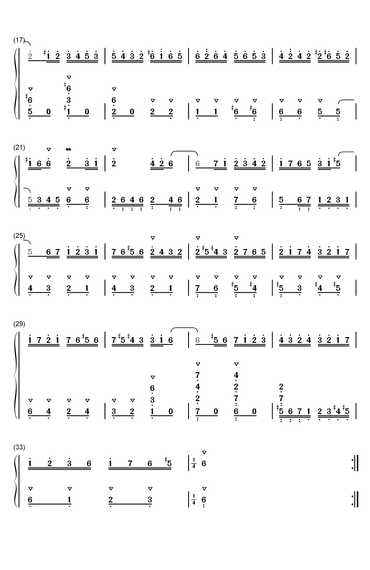 谐谑曲 25-巴赫初级钢琴曲集双手简谱预览2