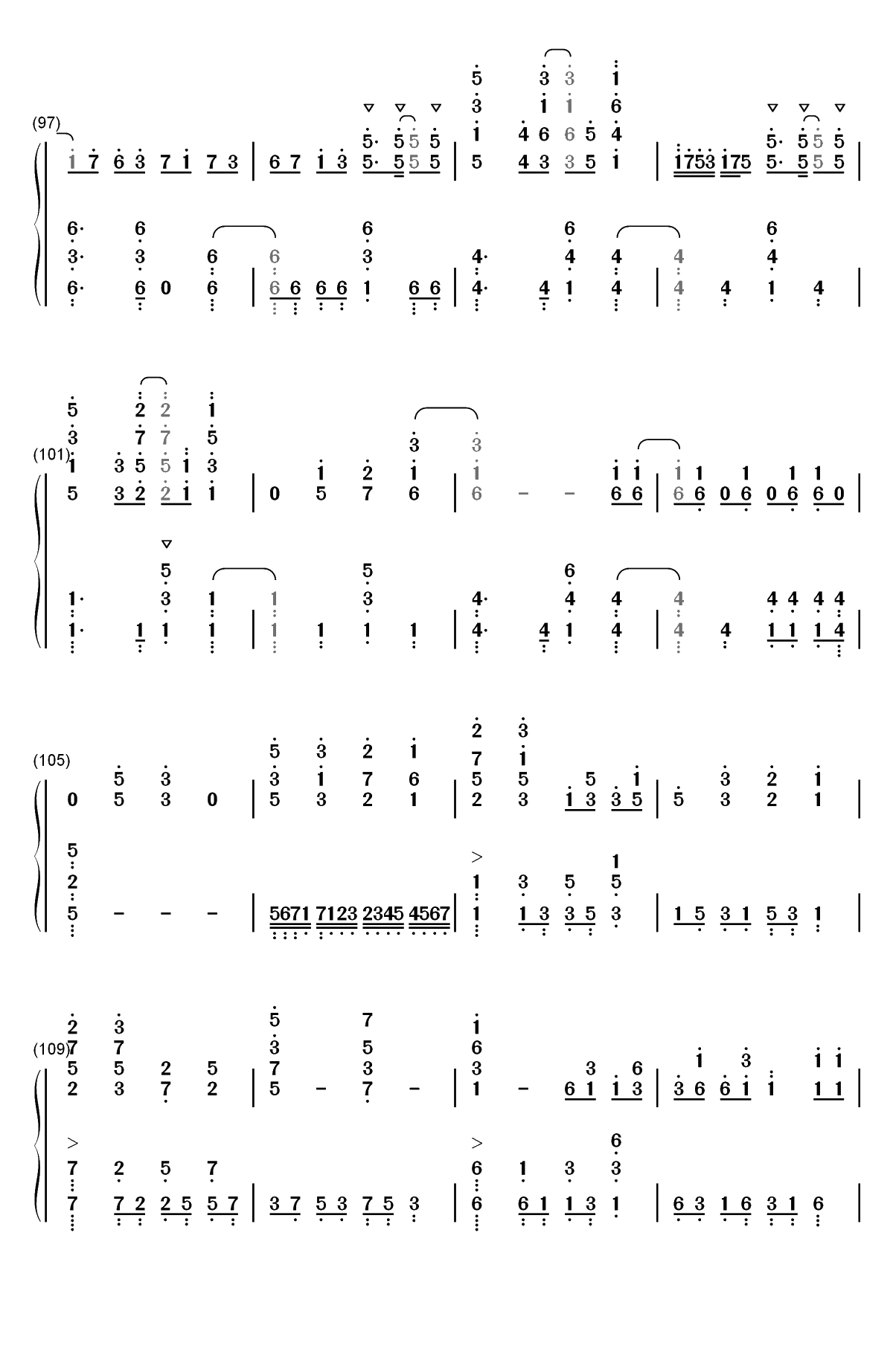 きみの名前-盾之勇者成名录ED双手简谱预览7