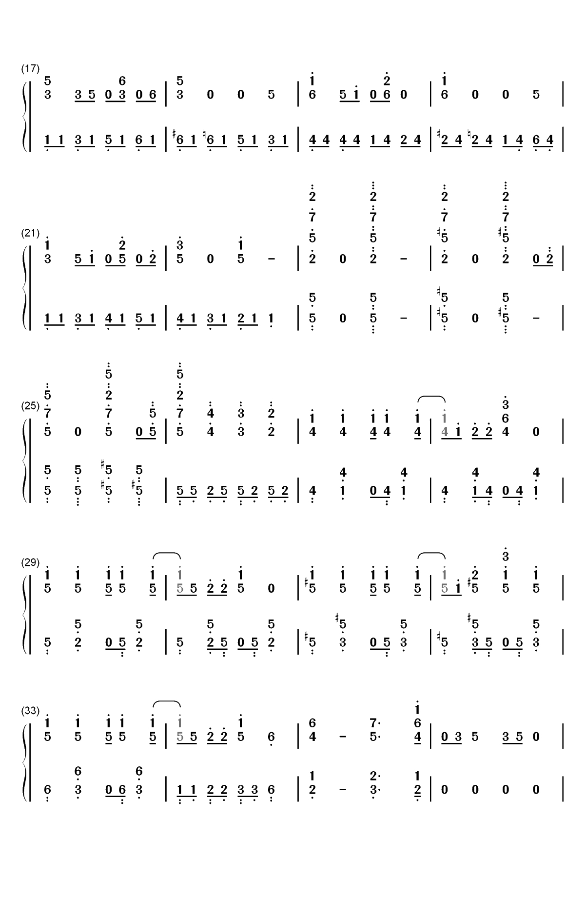 ハッピー・ハッピー・フレンズ-天使降临到了我的身边ED双手简谱预览2