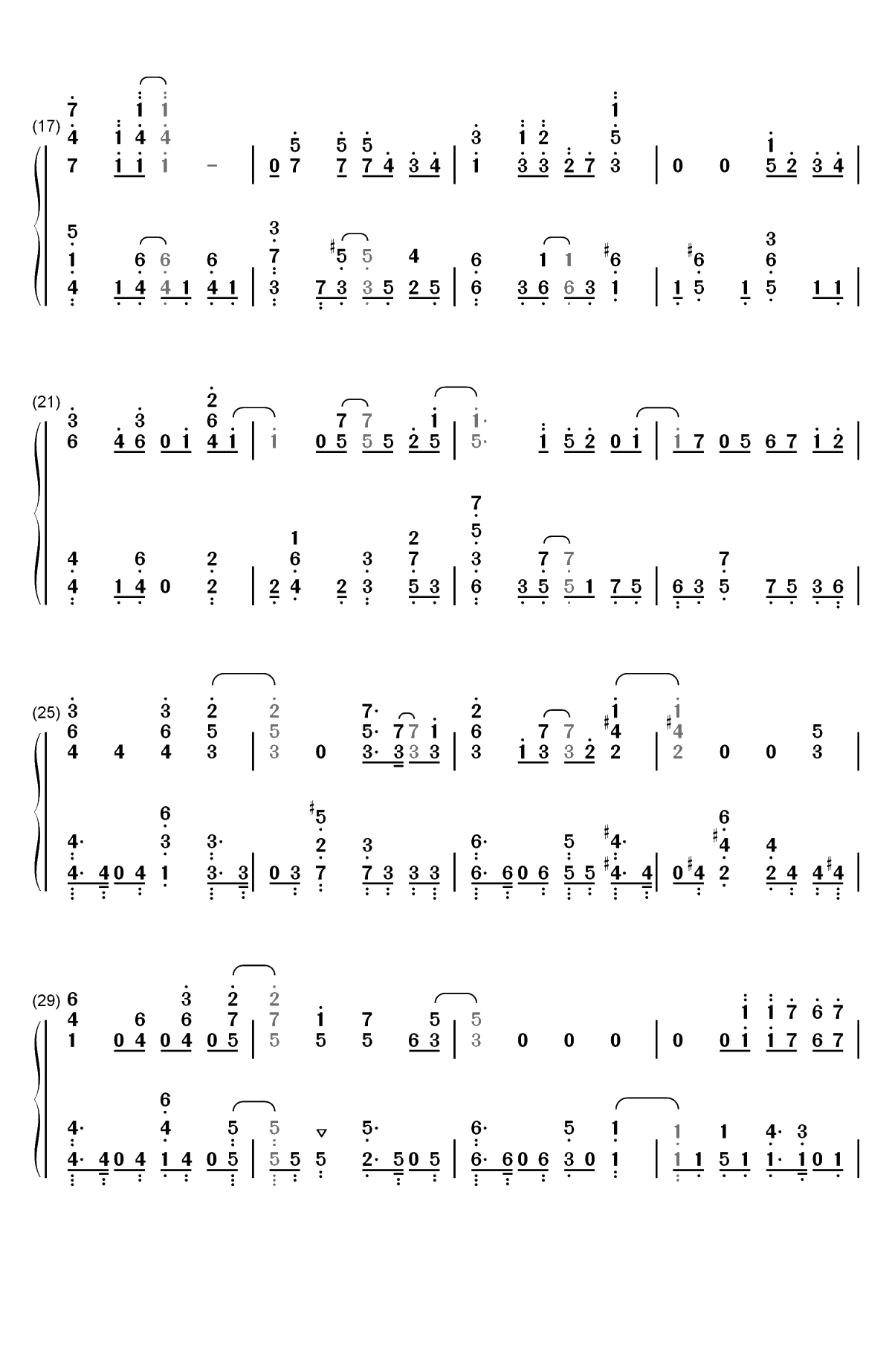 メグルモノ-关于我转生变成史莱姆这档事OP2双手简谱预览2