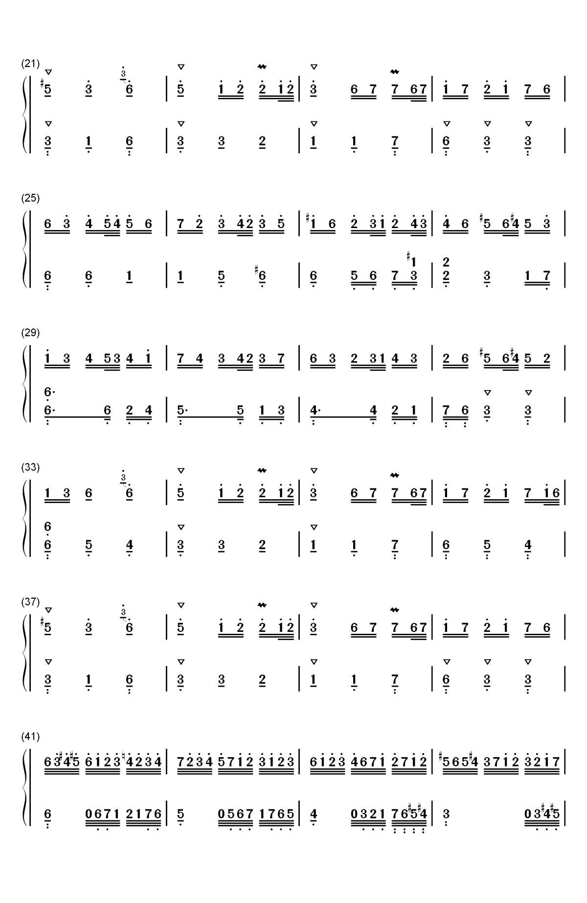 序曲 28-巴赫初级钢琴曲集双手简谱预览2