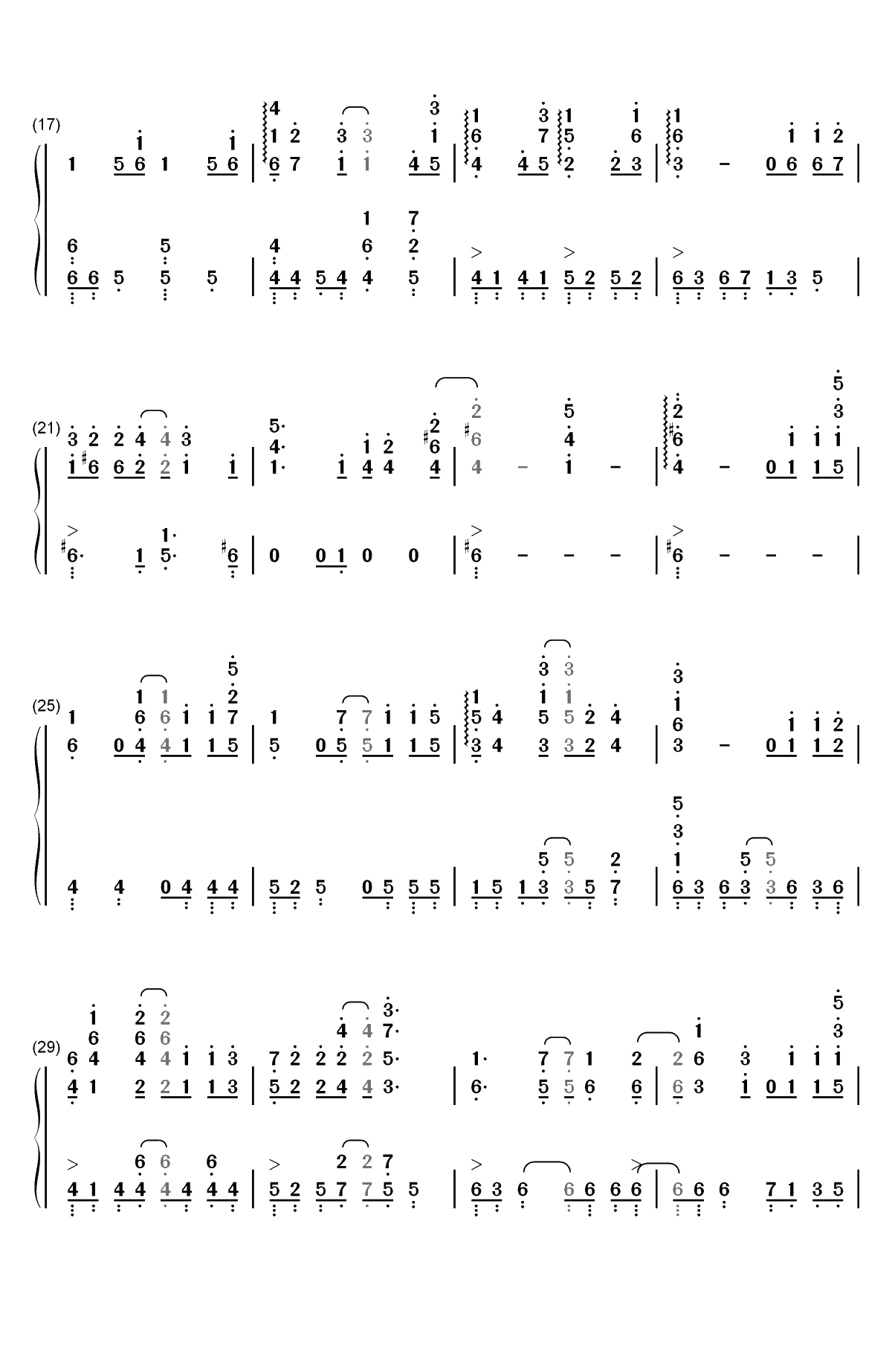 虹の彼方に-刀剑神域 Alicization OST双手简谱预览2