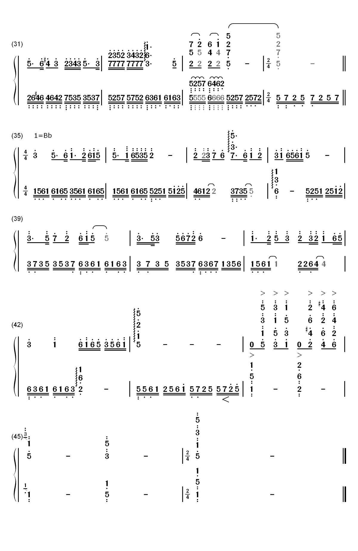 梁祝双手简谱预览3