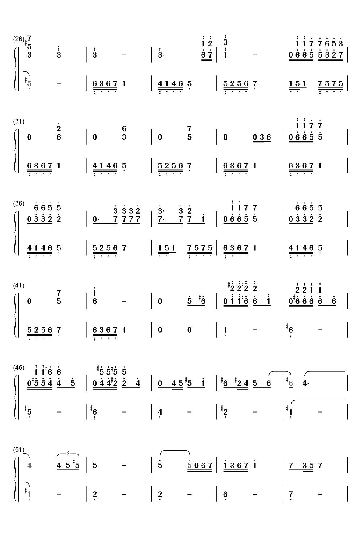流恋-伴奏谱双手简谱预览2