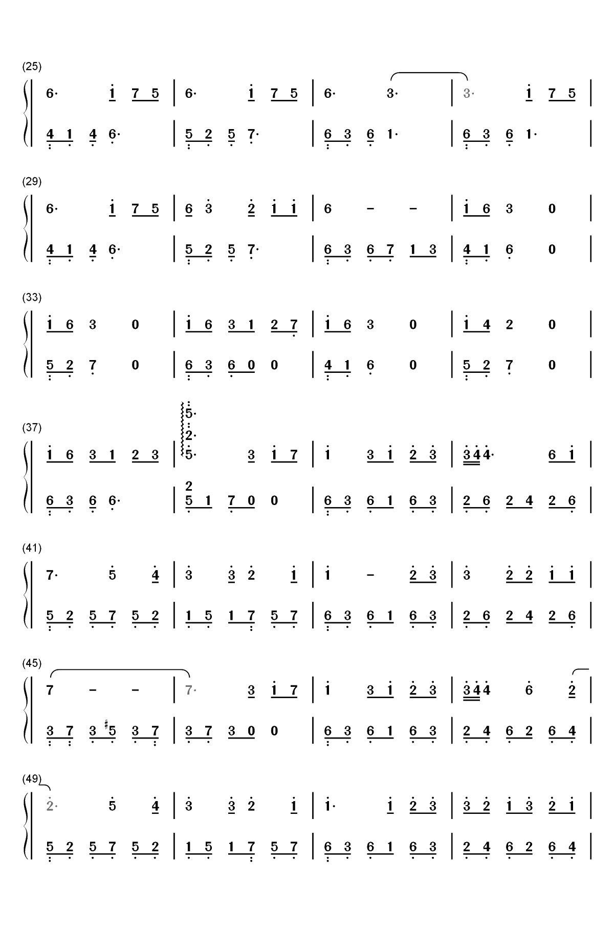 故事细腻钢琴简单版-林俊杰双手简谱预览2