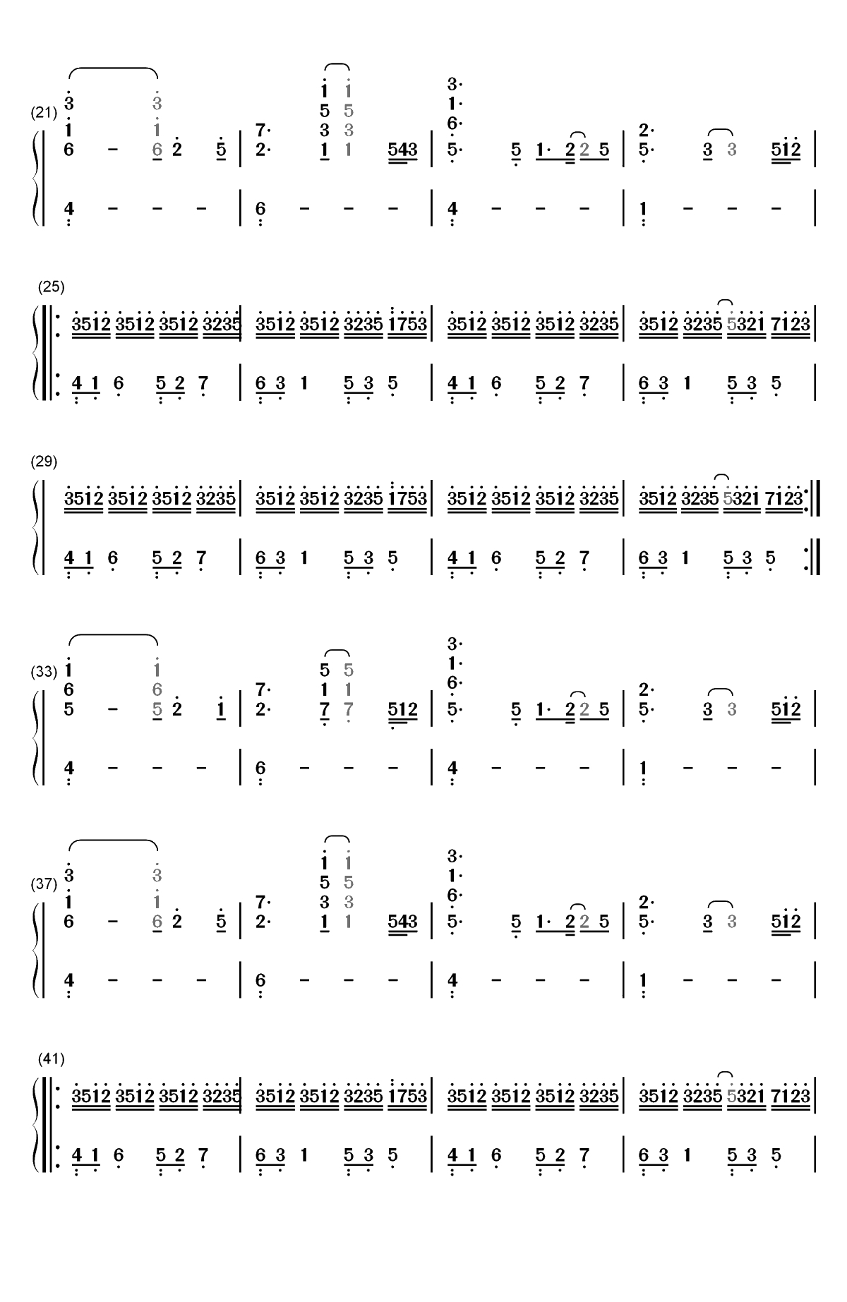 春天的太阳-July双手简谱预览2
