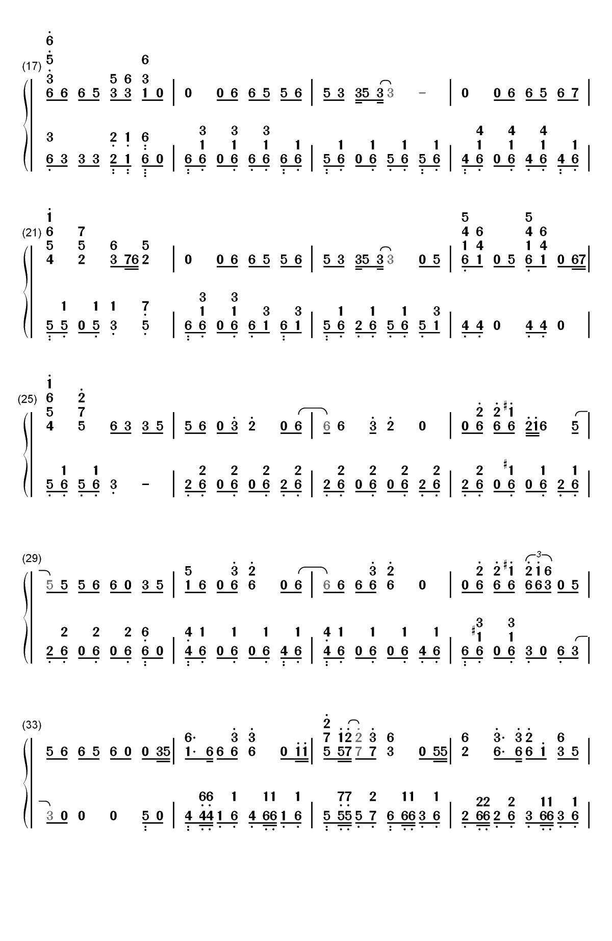 极乐净土-合音版双手简谱预览2