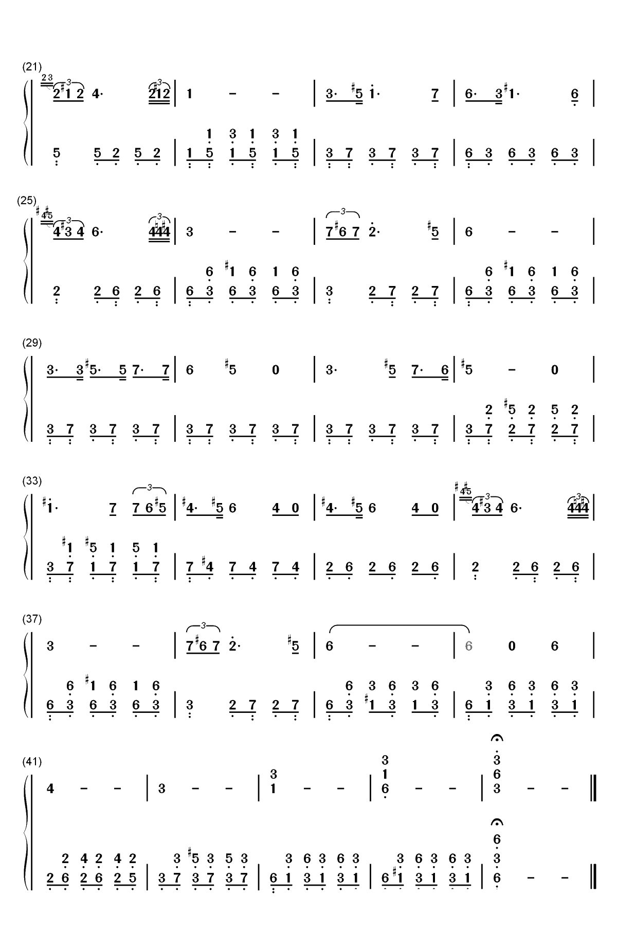 小夜曲-舒伯特C调原谱双手简谱预览2