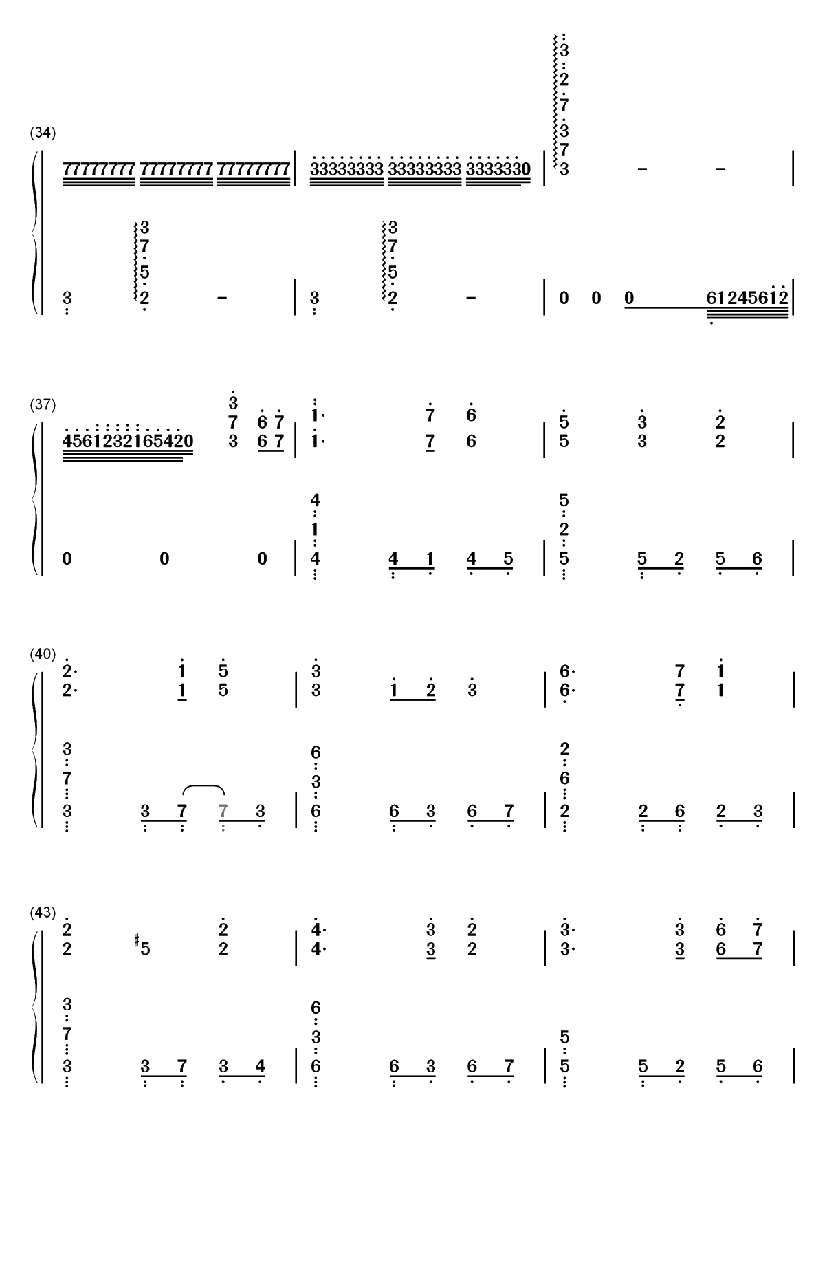 イザベラの唄-伊莎贝拉的摇篮曲-约定的梦幻岛OST双手简谱预览3