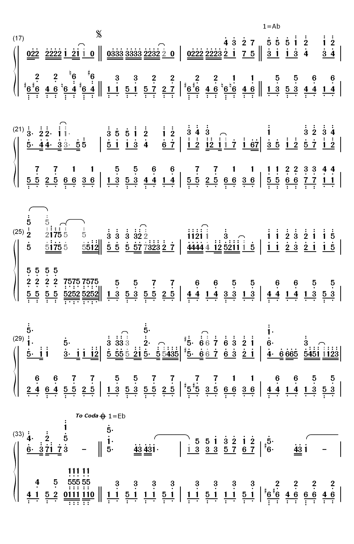 電脳スキル-初音未来双手简谱预览2
