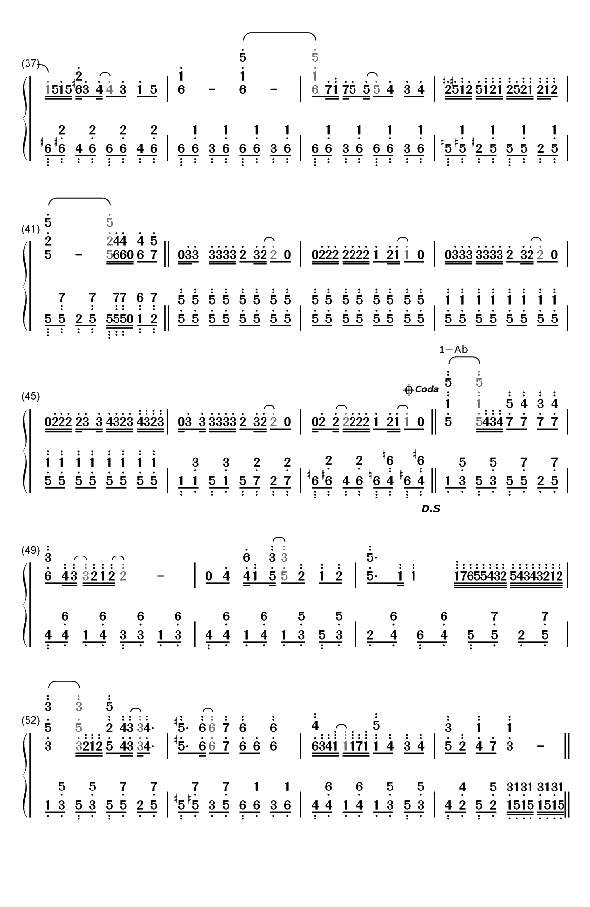 電脳スキル-初音未来双手简谱预览3