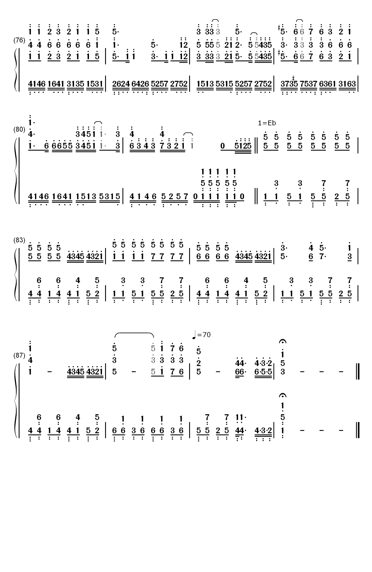 電脳スキル-初音未来双手简谱预览5