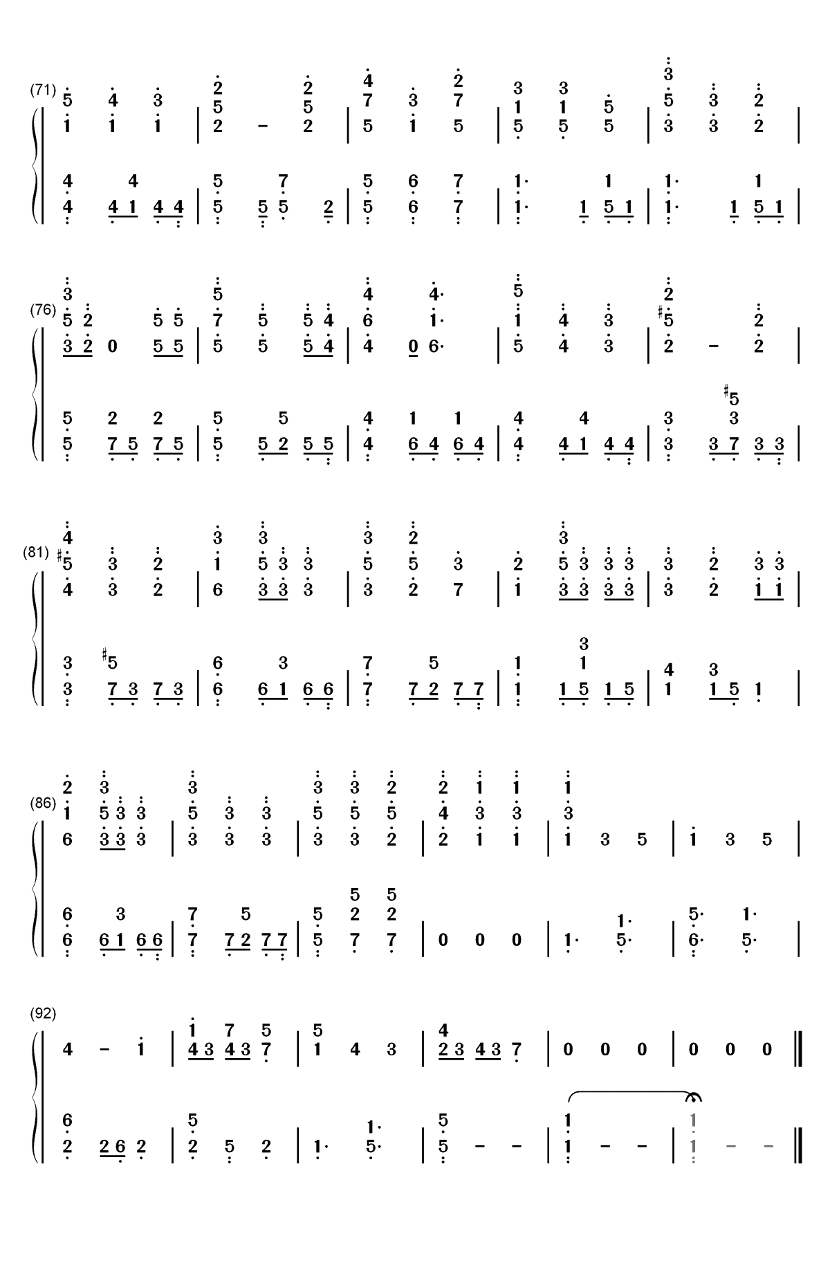 Lucky Ending-水果篮子ED双手简谱预览4