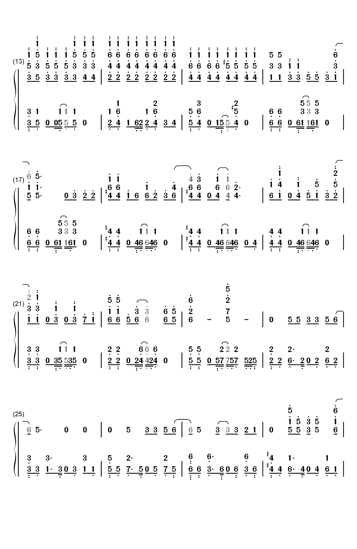 わがまま-家有女友ED双手简谱预览2