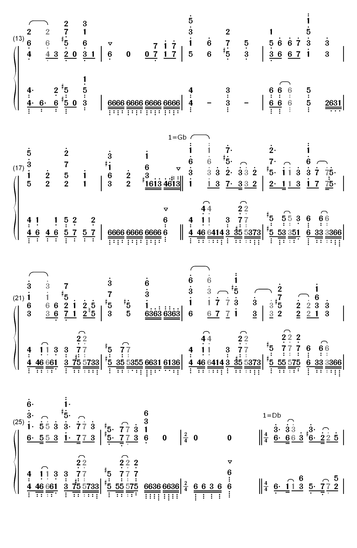 絶体絶命-约定的梦幻岛ED双手简谱预览2