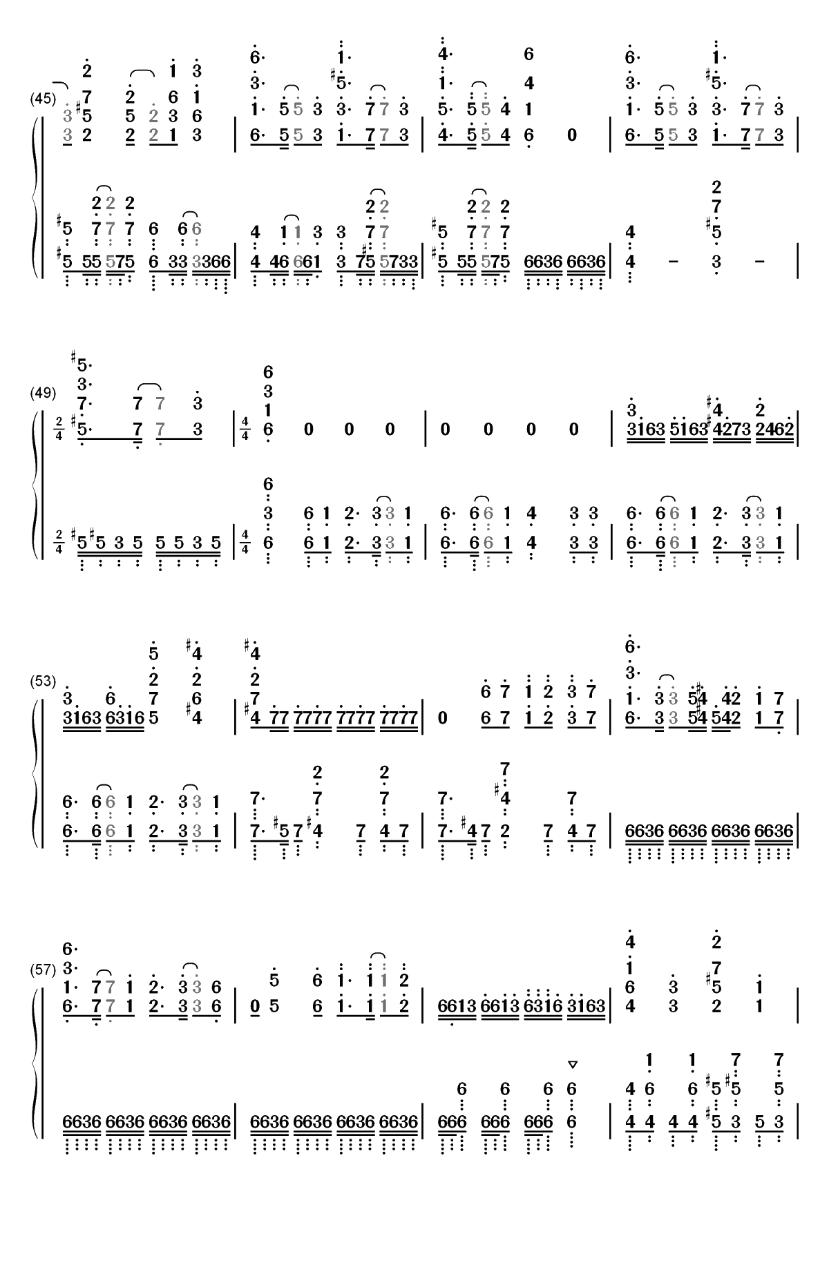 絶体絶命-约定的梦幻岛ED双手简谱预览4