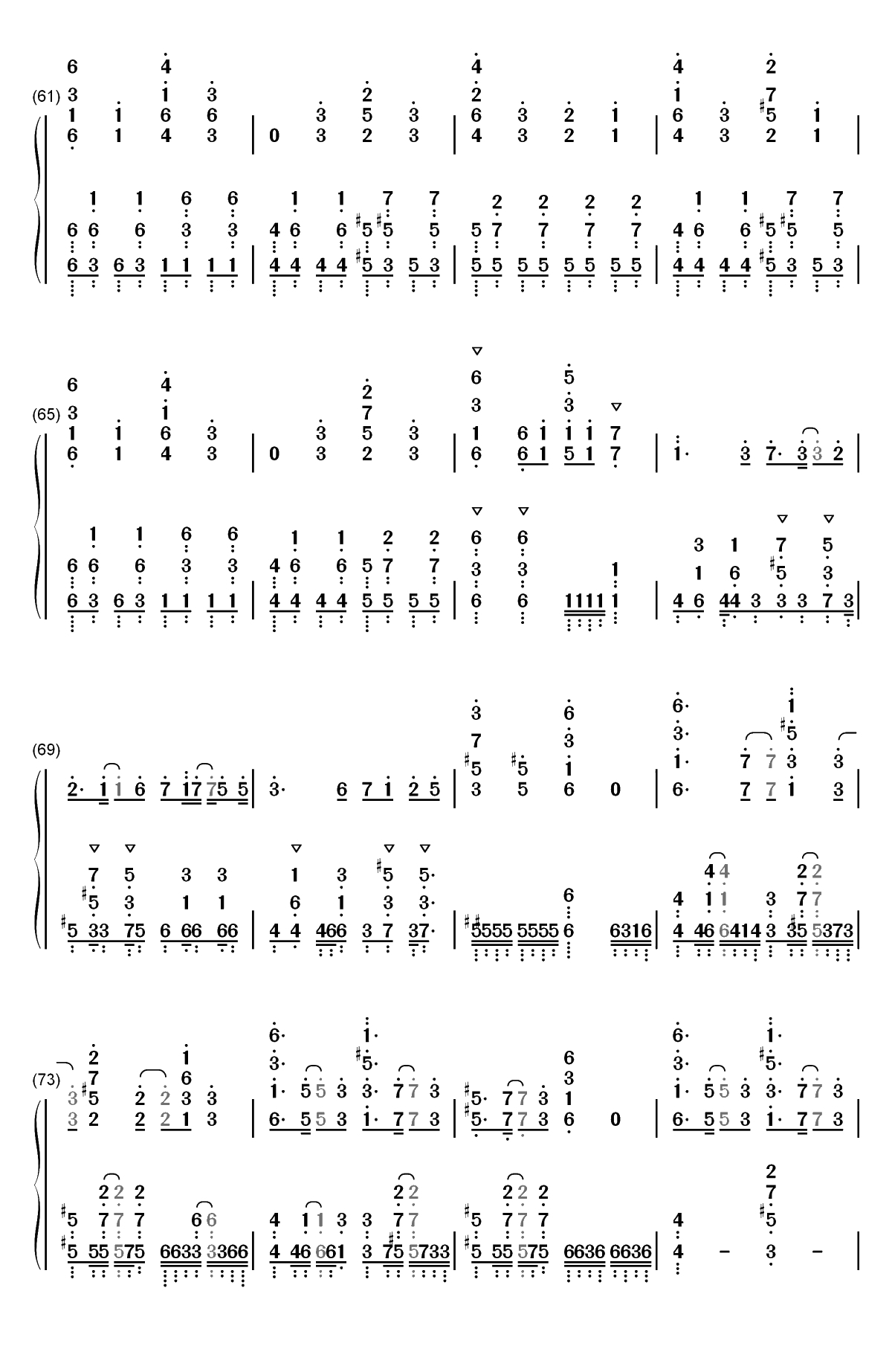 絶体絶命-约定的梦幻岛ED双手简谱预览5