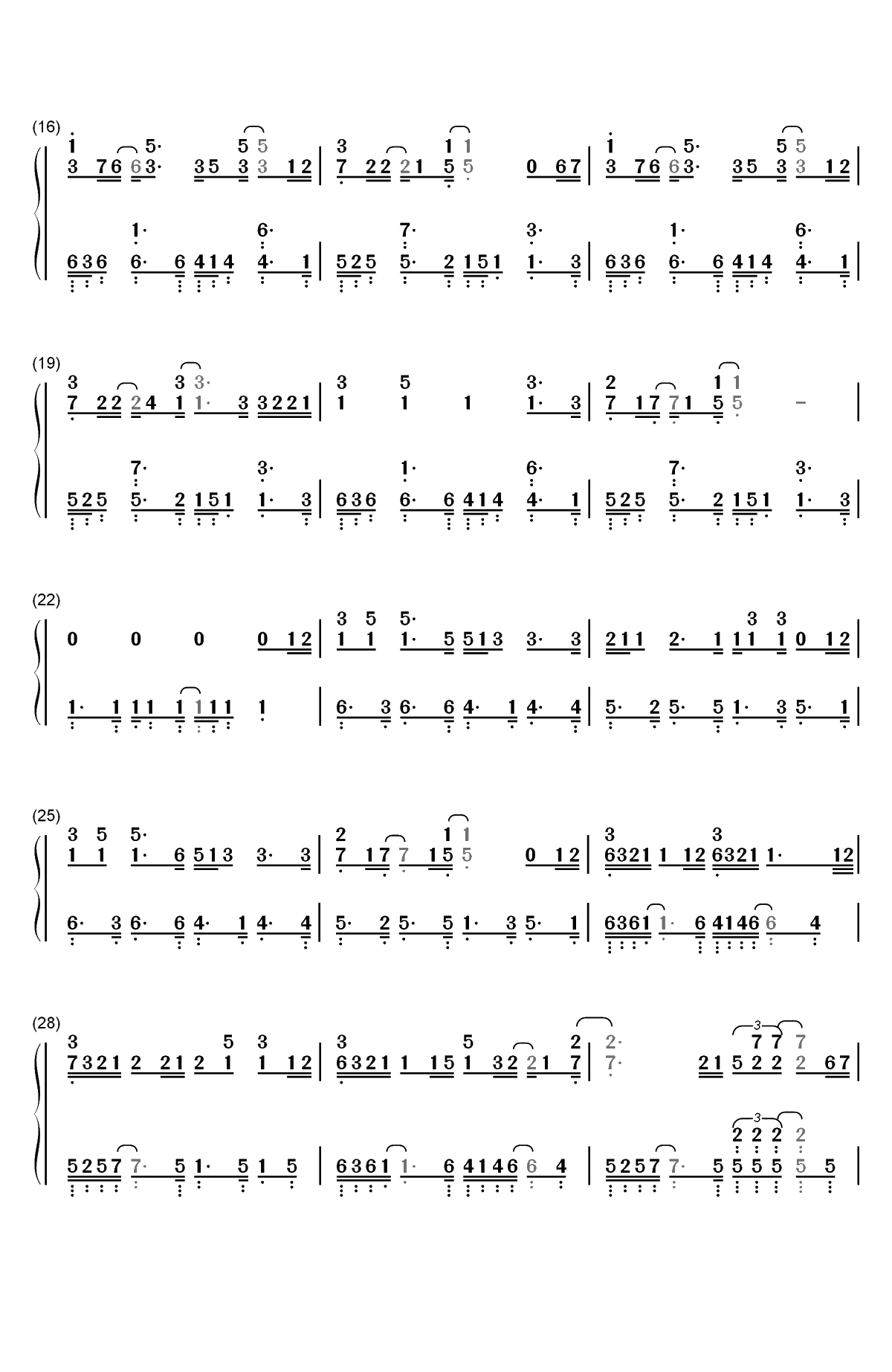 静悄悄-世界突然变得好安静只剩心跳的声音双手简谱预览2