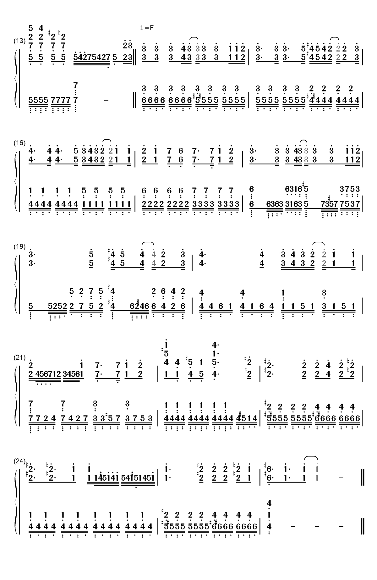 From the Edge-鬼灭之刃ED双手简谱预览2
