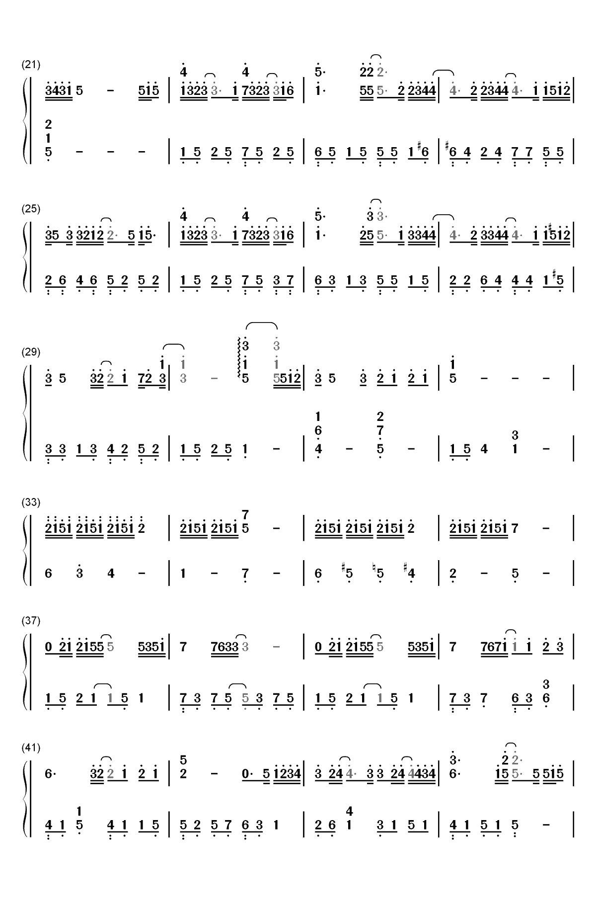 单向箭头-双笙双手简谱预览2