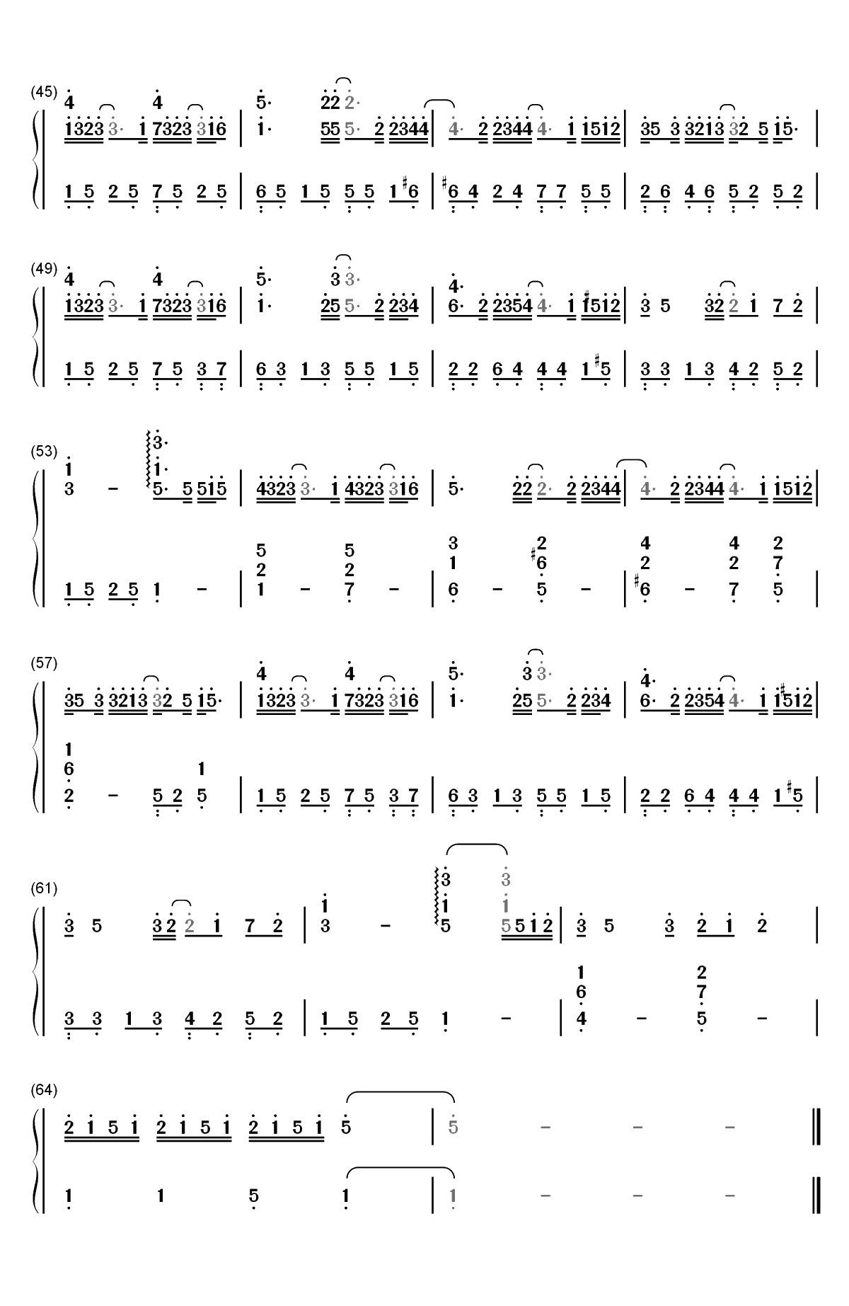 单向箭头-双笙双手简谱预览3