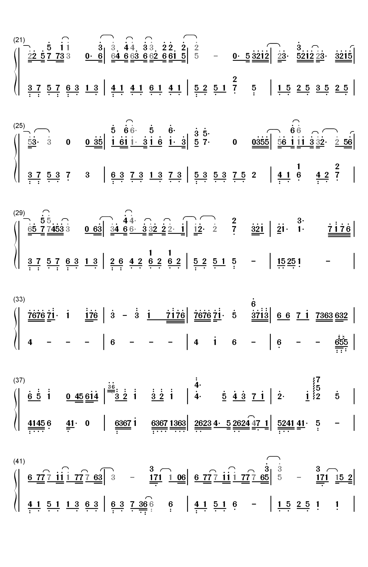 黑夜问白天-林俊杰双手简谱预览2