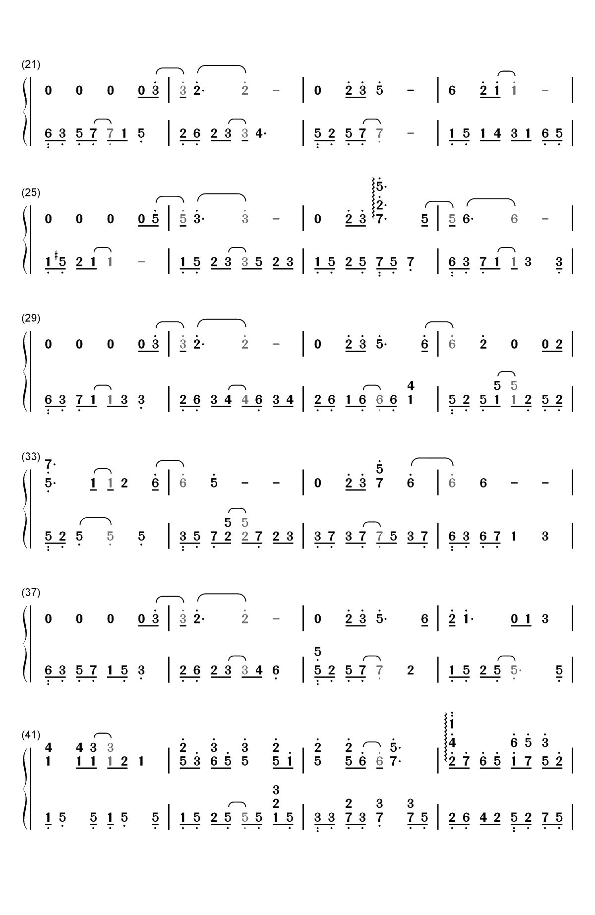 雪落下的声音-好听版-谱写了富察容音悲惨的一生双手简谱预览2