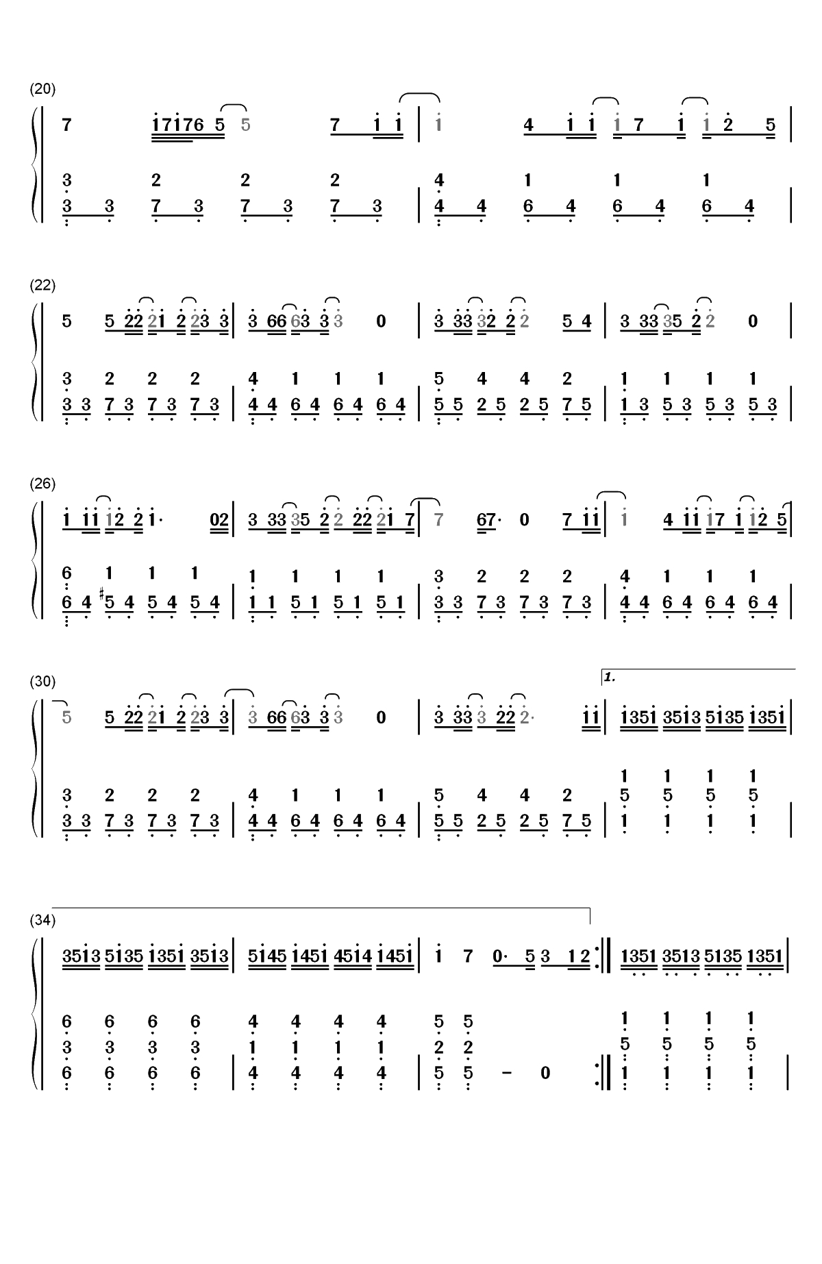 哪里都是你-简单版-天台主题曲双手简谱预览2