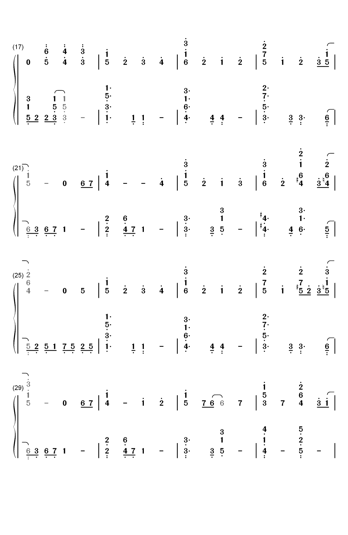 今宵mofumofu-贤惠幼妻仙狐小姐OP双手简谱预览2