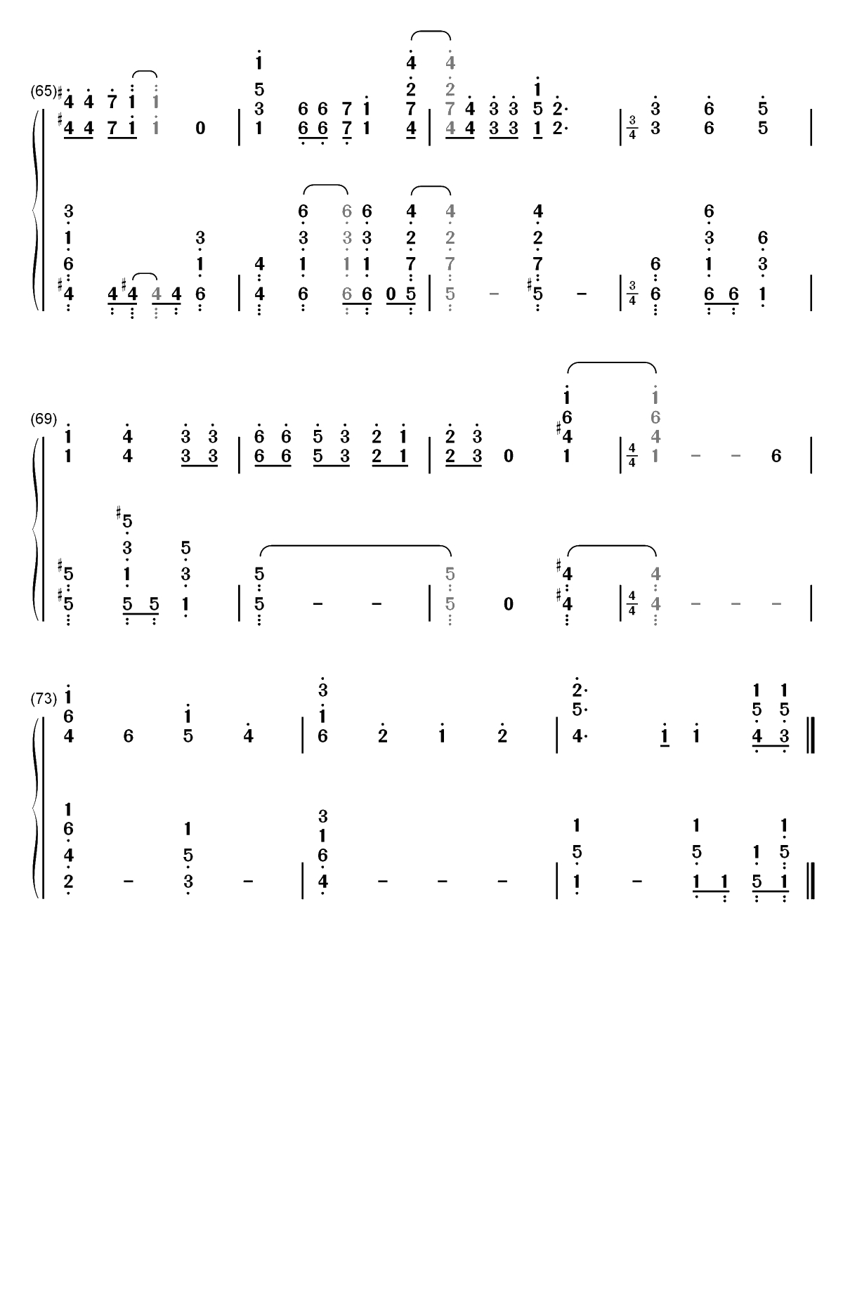 今宵mofumofu-贤惠幼妻仙狐小姐OP双手简谱预览5