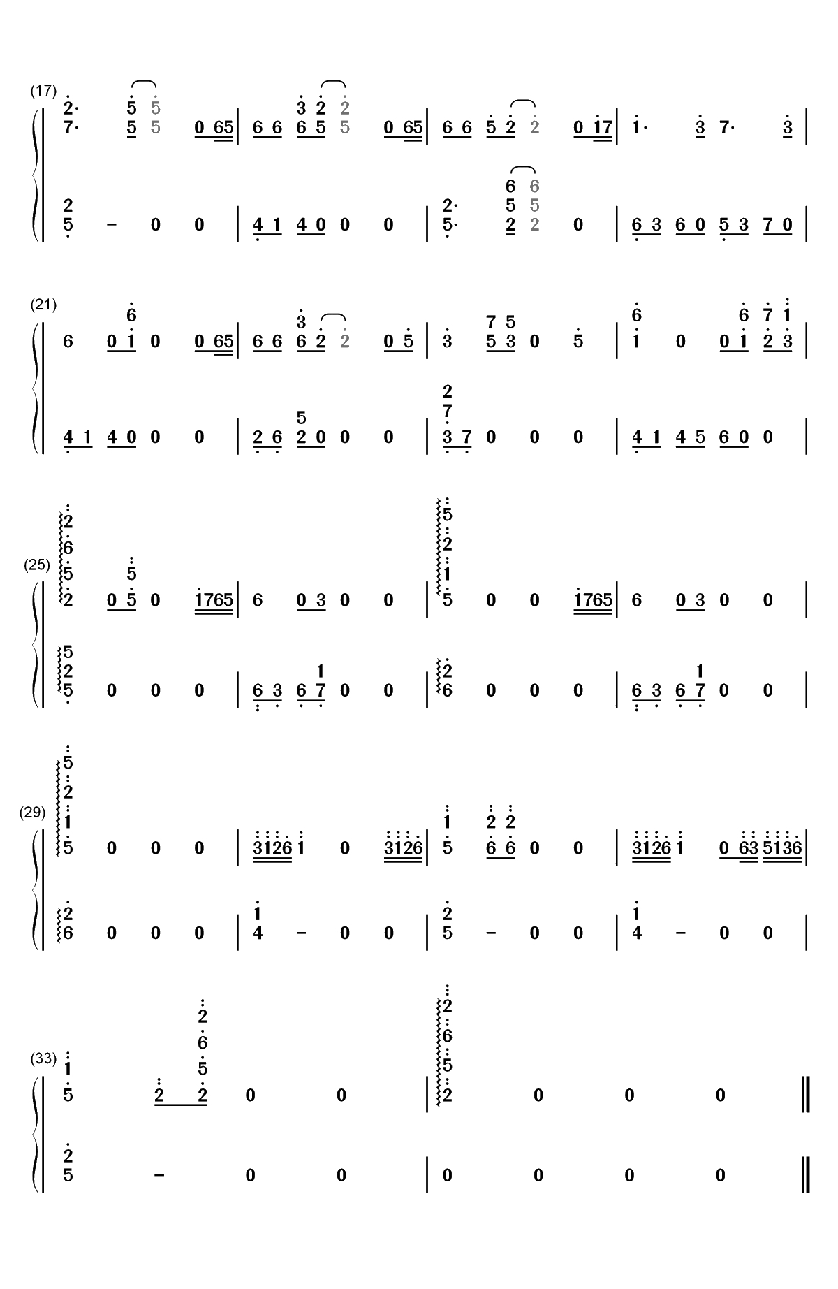 托された想い-元气少女缘结神OST双手简谱预览2