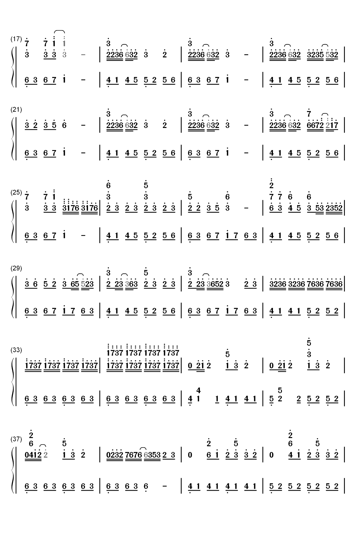 情书-完美版双手简谱预览2