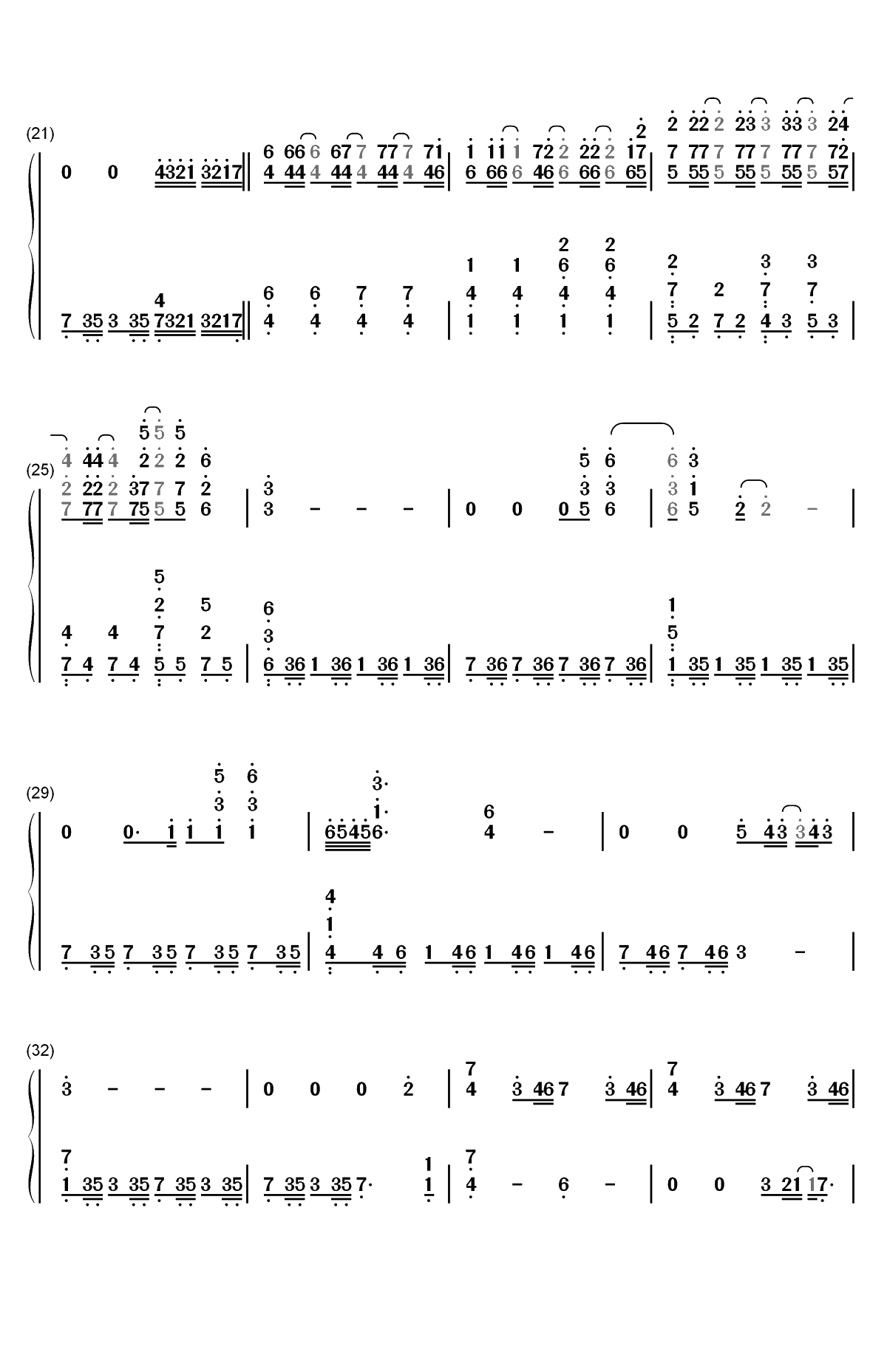 I Love You-Billie Eilish双手简谱预览2