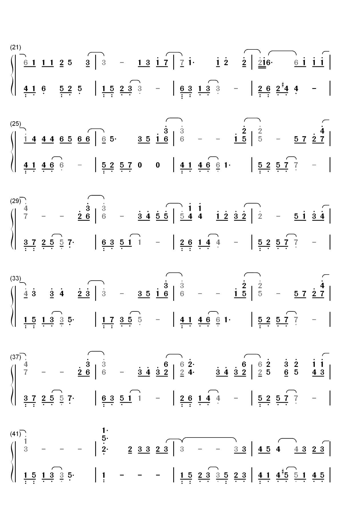 睡皇后-邓紫棋双手简谱预览2