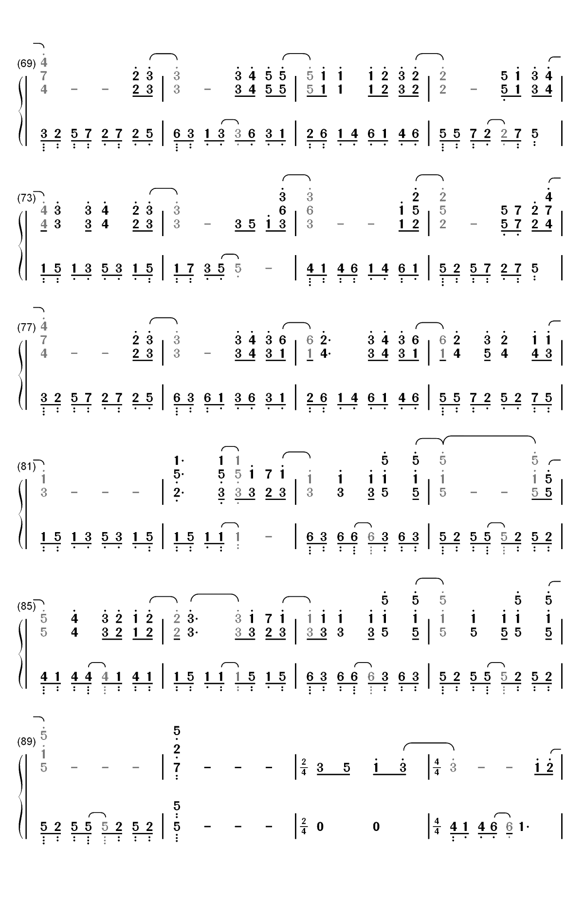 睡皇后-邓紫棋双手简谱预览4