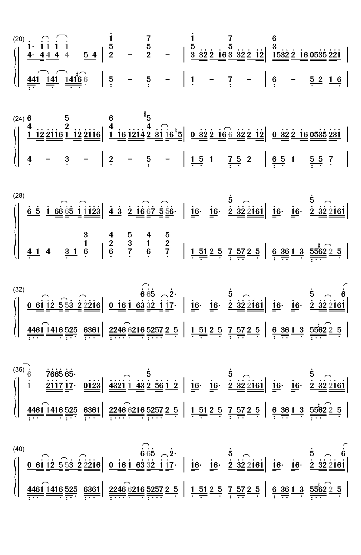 我们俩-太久太久是否过了太久-抖音热歌双手简谱预览2