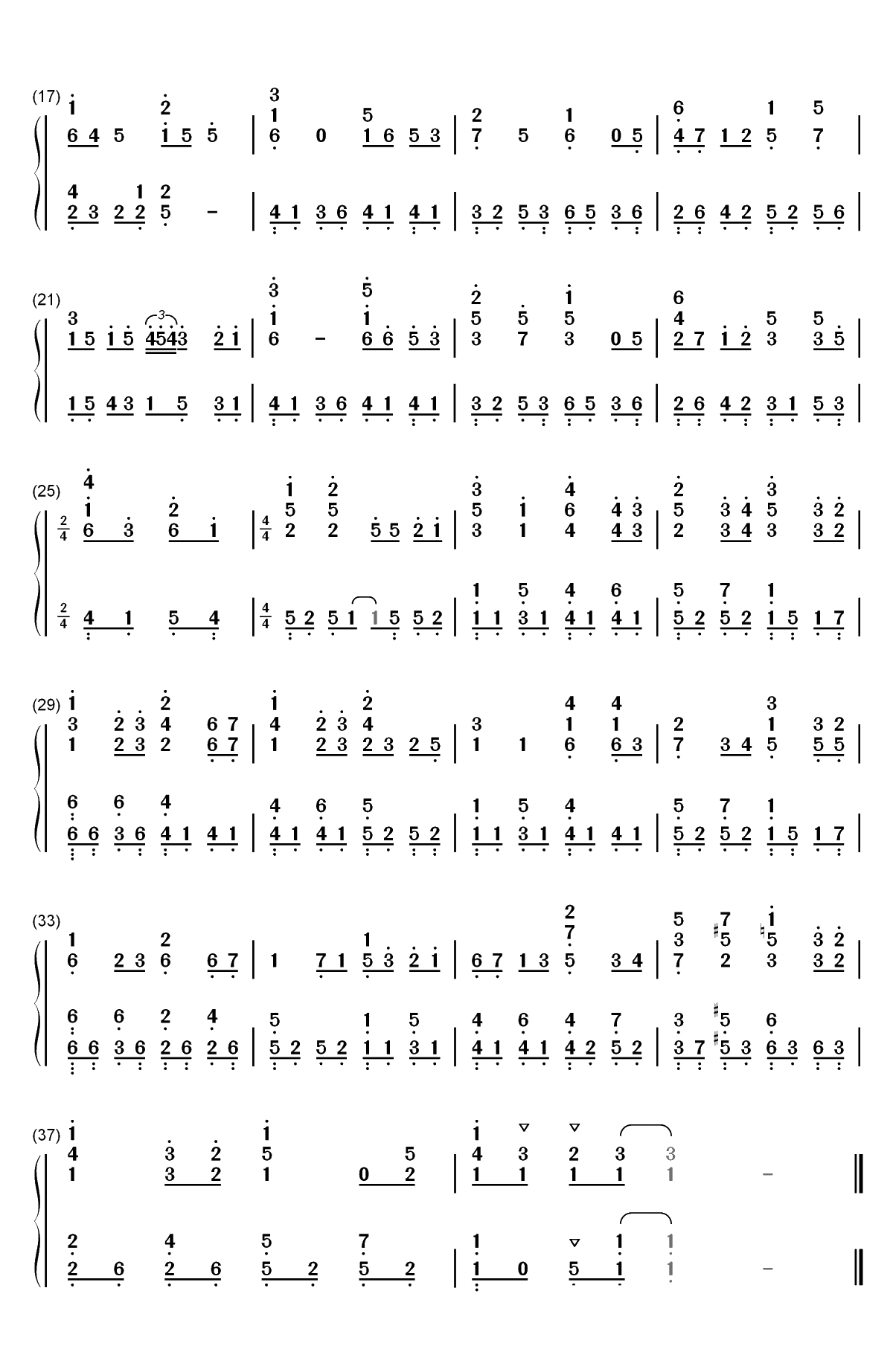 君のとなり わたしの場所-同居人时而在腿上时而跑到脑袋上ED双手简谱预览2