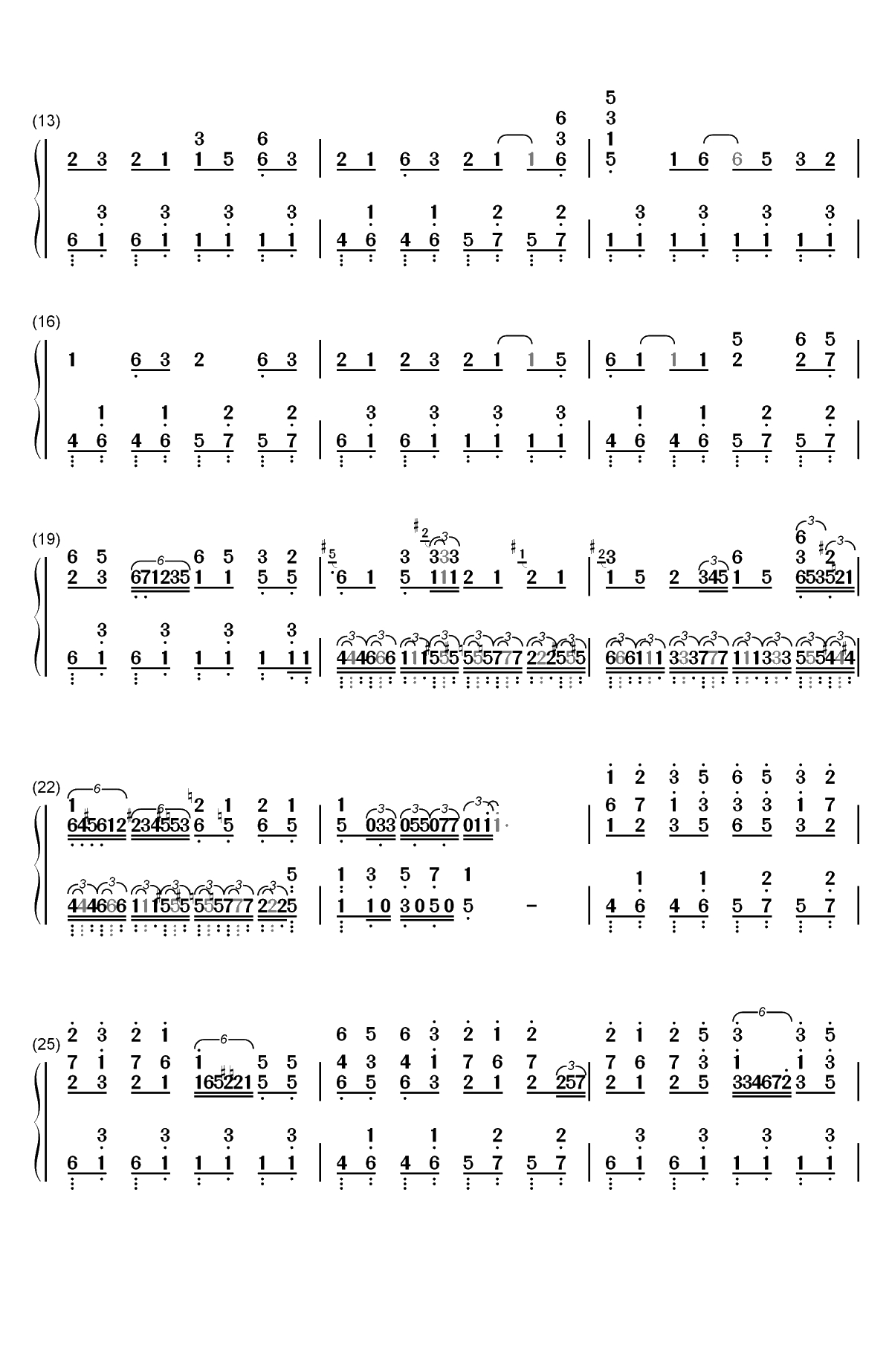 アンノウンワールド-同居人时而在腿上时而跑到脑袋上OP双手简谱预览2