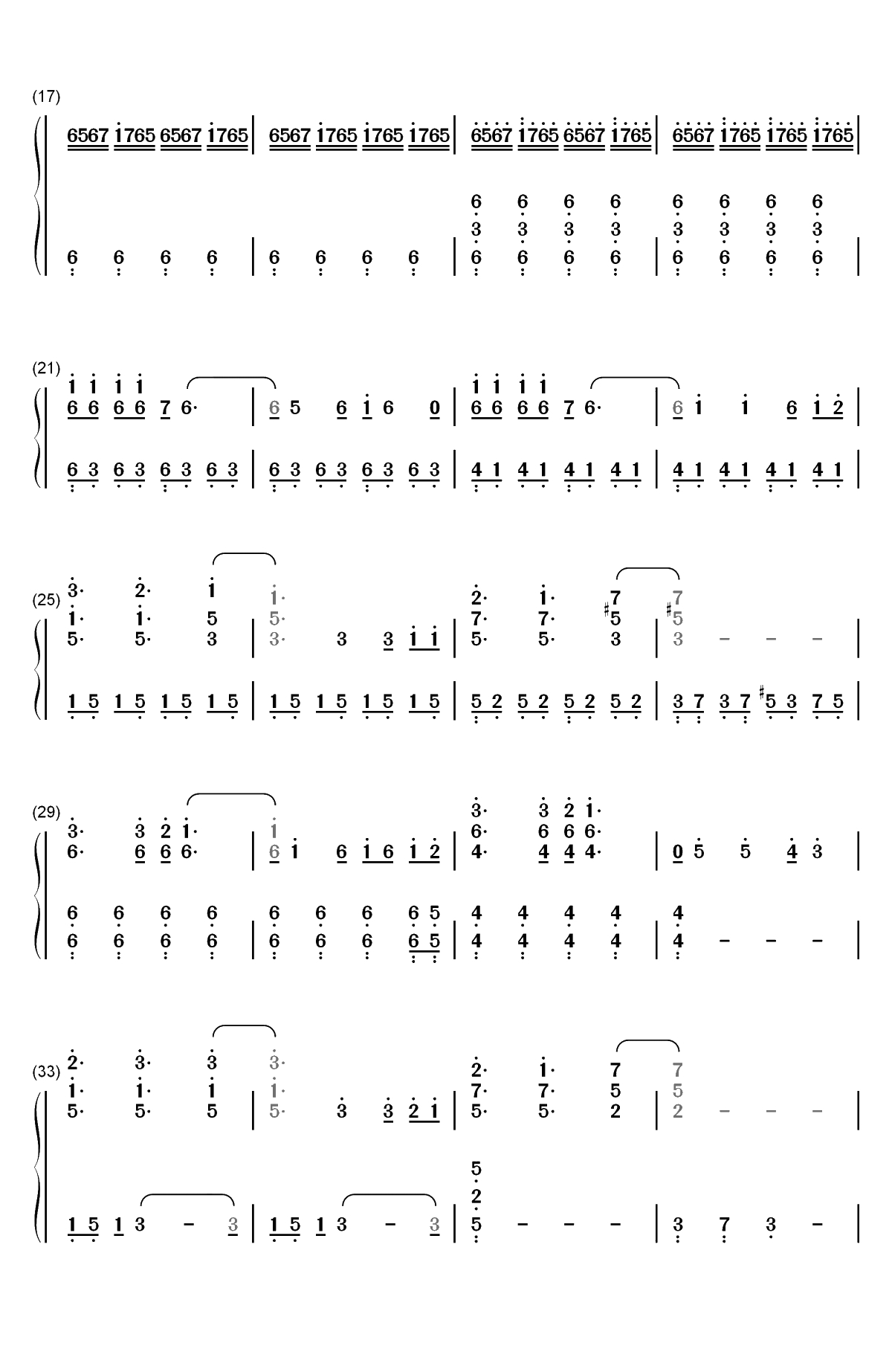 裏切り者のレクイエム-JOJO的奇妙冒险黄金之风OP2双手简谱预览2