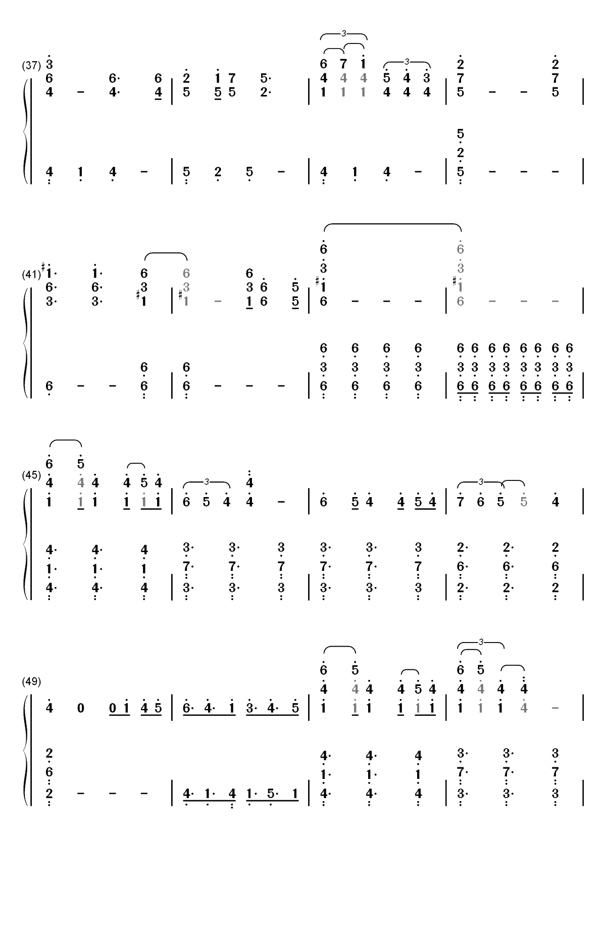 裏切り者のレクイエム-JOJO的奇妙冒险黄金之风OP2双手简谱预览3