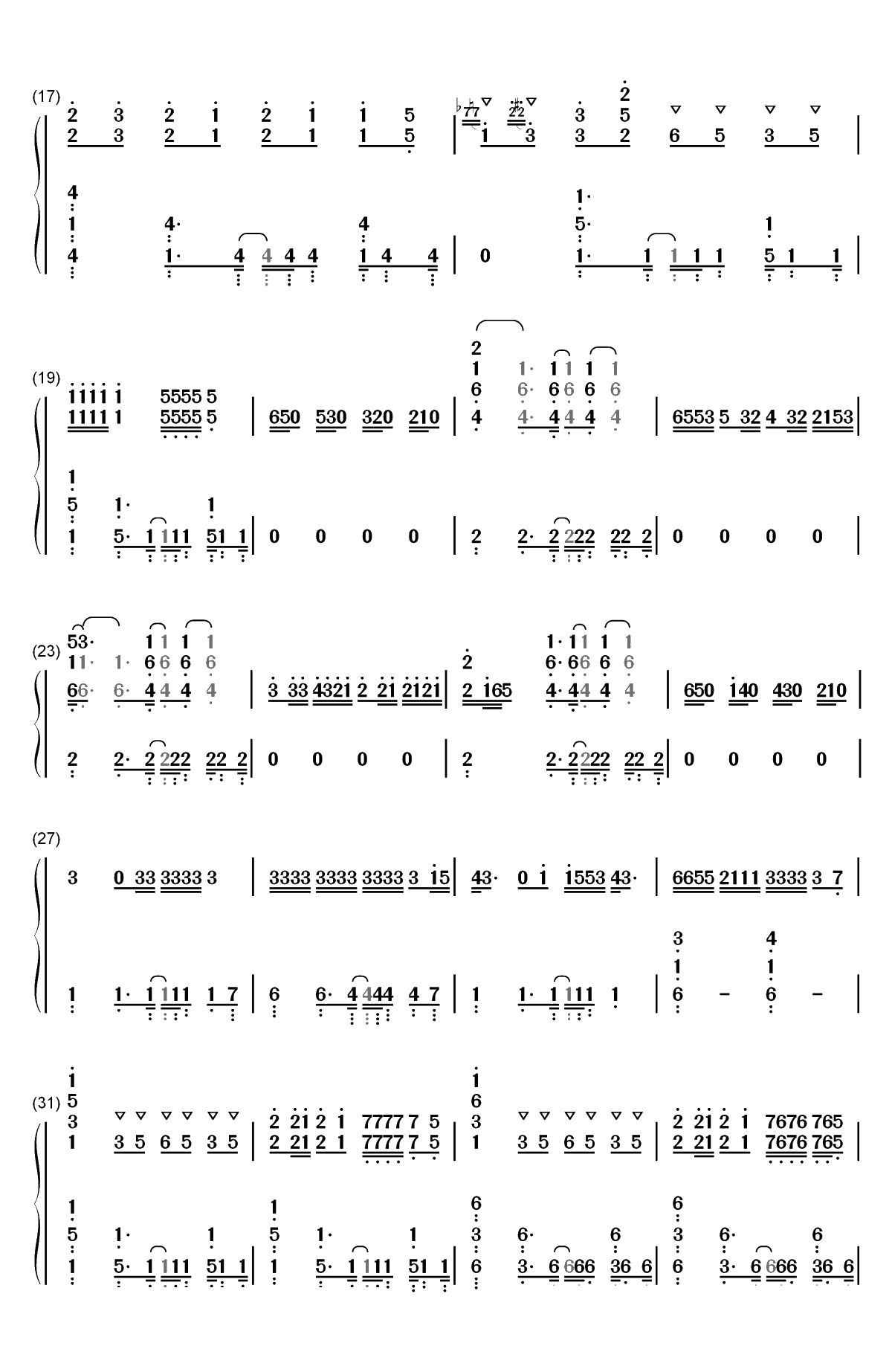 Mine-Bazzi双手简谱预览2